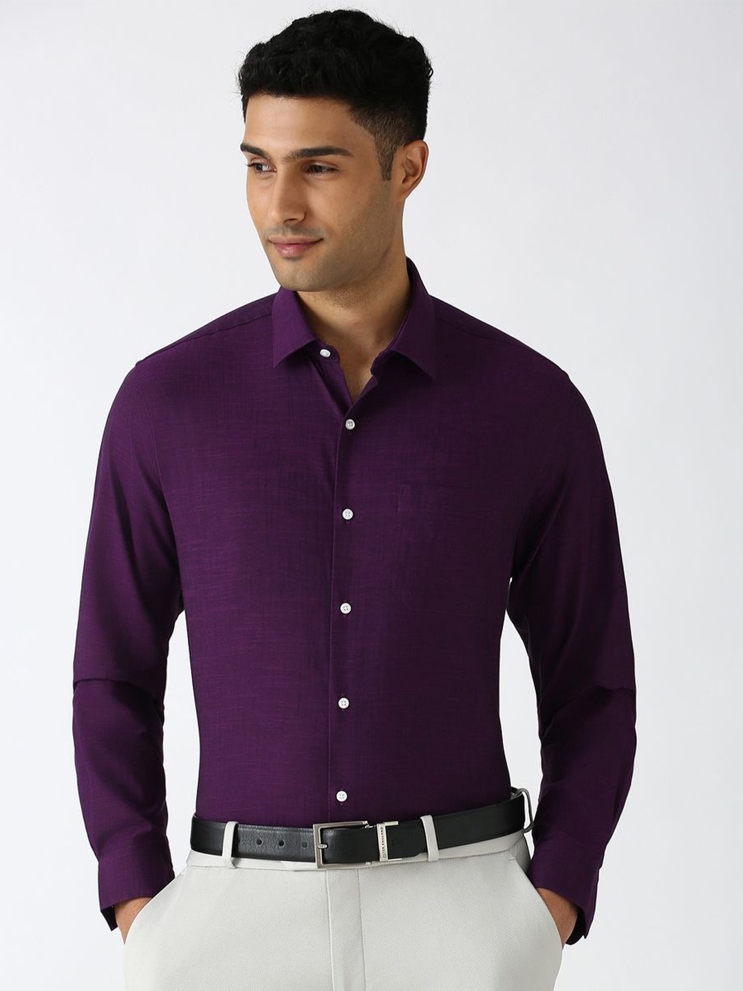 

Peter England Men Classic Opaque Formal Shirt, Purple