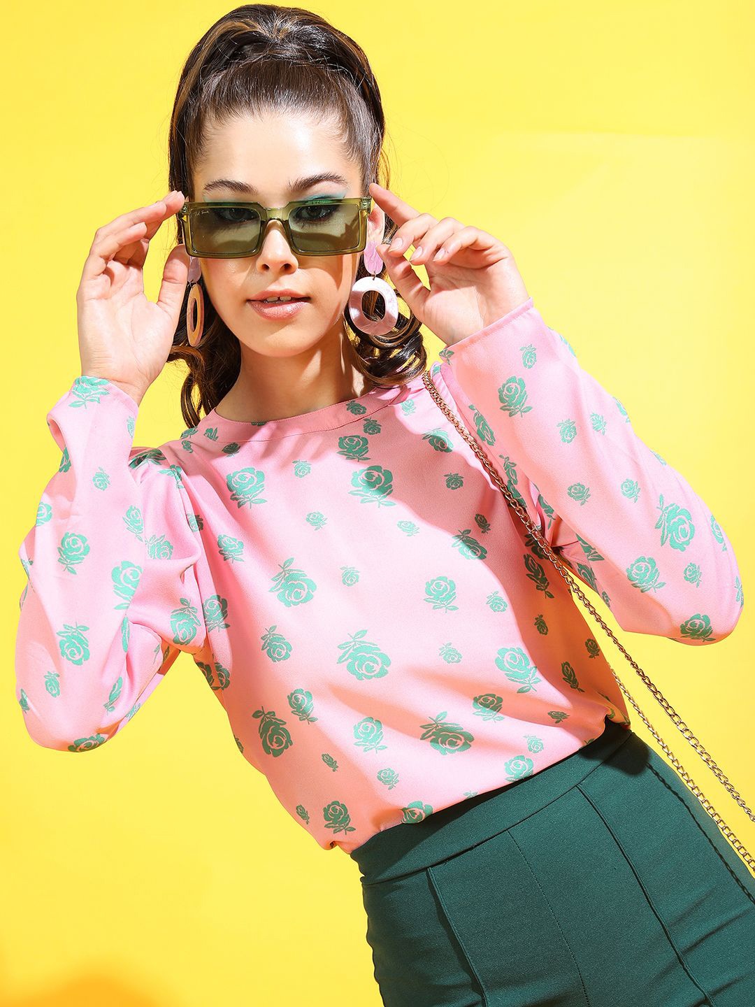 

Tokyo Talkies Floral Print Blouson Top, Pink