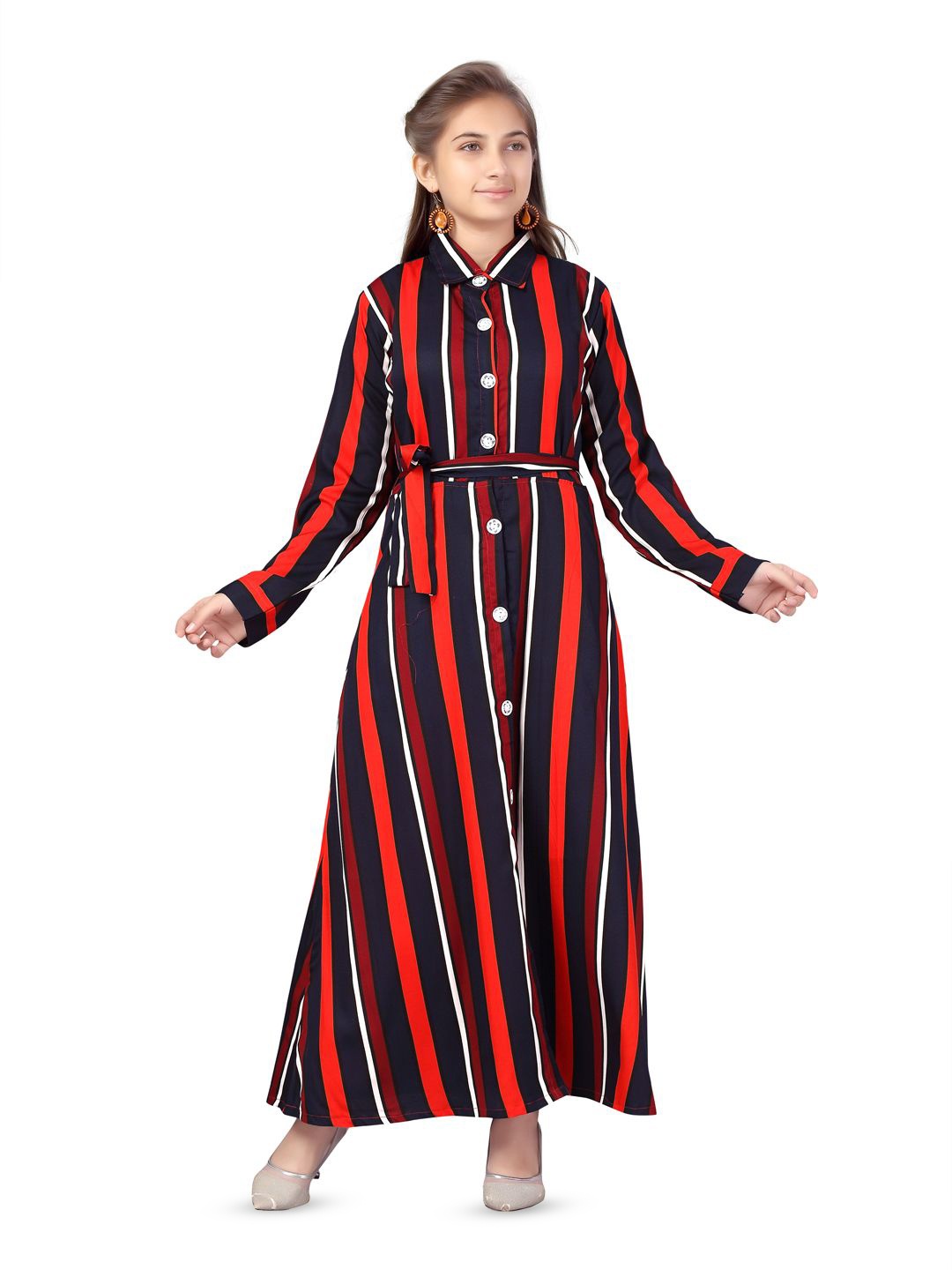 

BAESD Striped Shirt Dress, Red