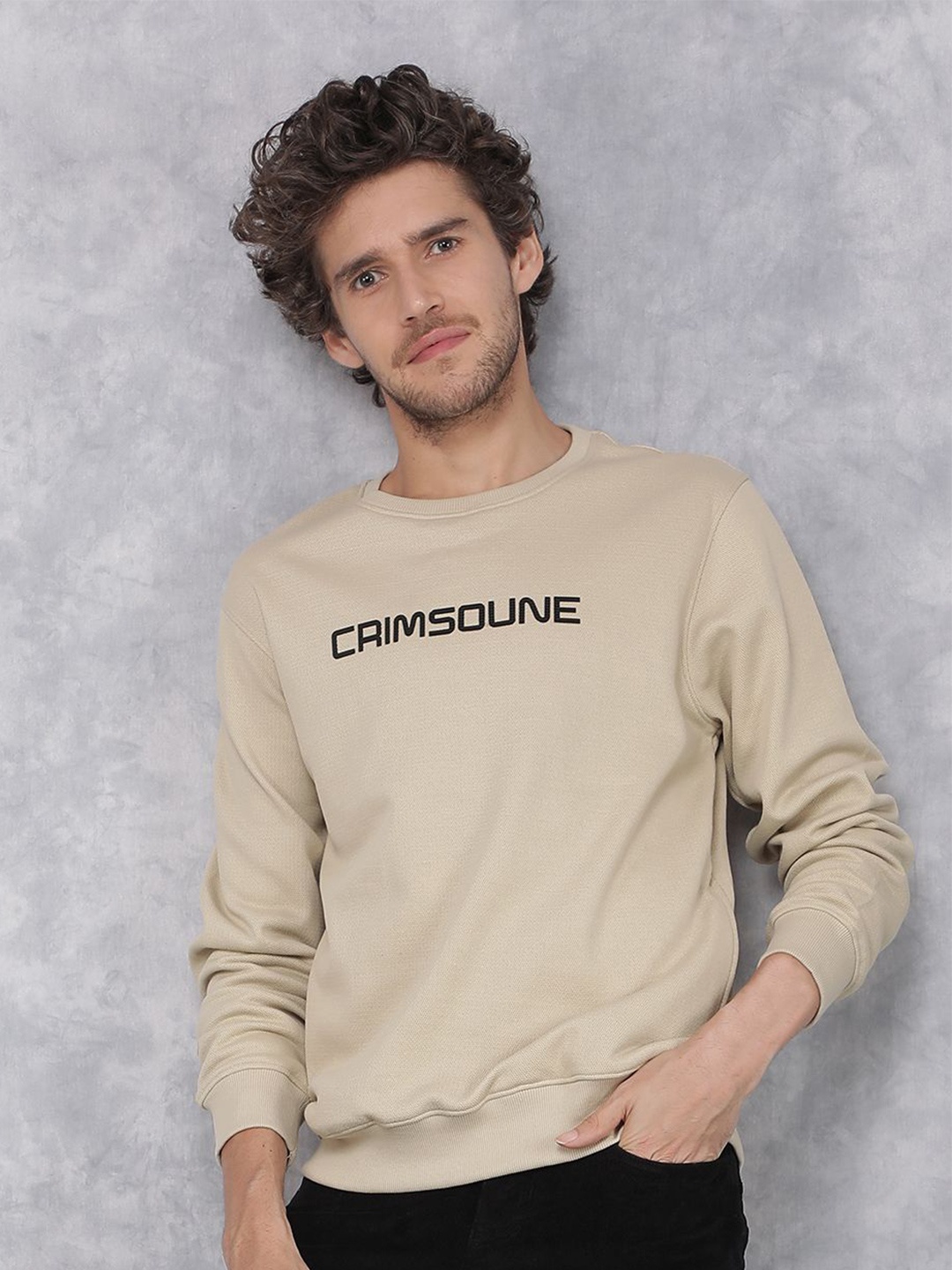 

Crimsoune Club Men Printed Sweatshirt, Beige