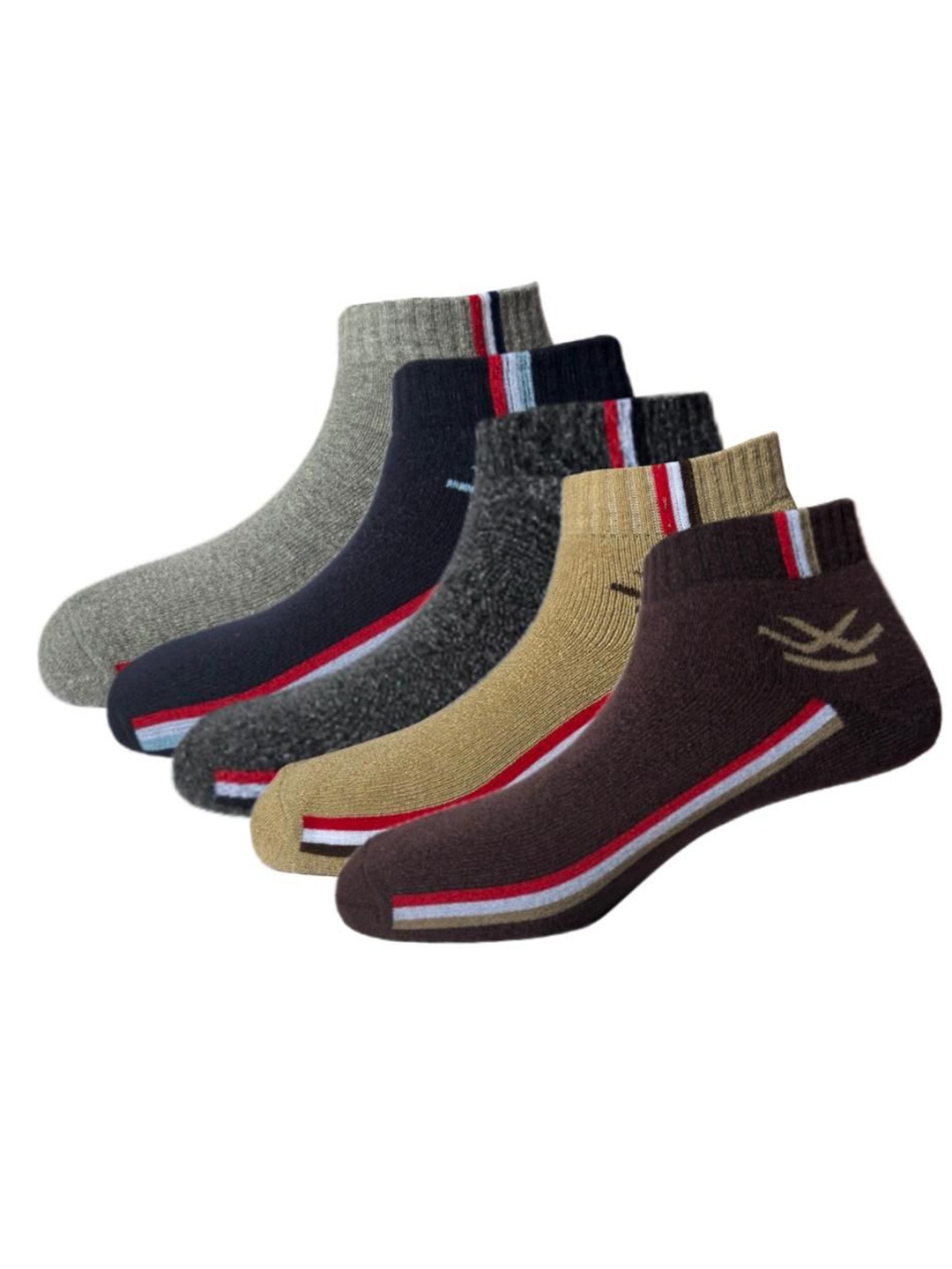 

WROGN Pack Of 5 Patterned Ankle-Length Socks, Navy blue