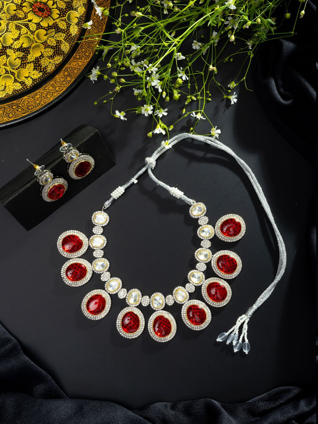 

Niscka Silver-Plated CZ Studded Jewelery Set