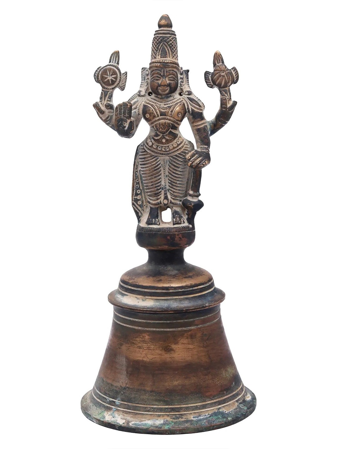 

Exotic India Lord Vishnu Brass Handheld Bell, Brown