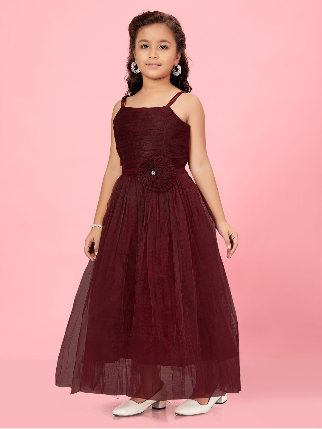 

BAESD Net Fit & Flare Maxi Dress, Burgundy