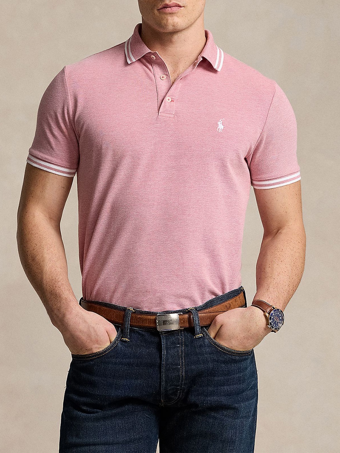 

Polo Ralph Lauren Custom Slim Fit Polo T-Shirt, Pink