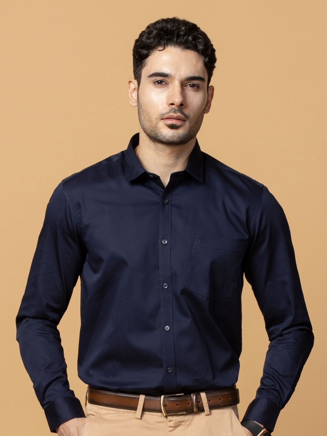 

Berkshire Men Comfort Spread Collar Solid Slim Fit Formal Shirt, Blue