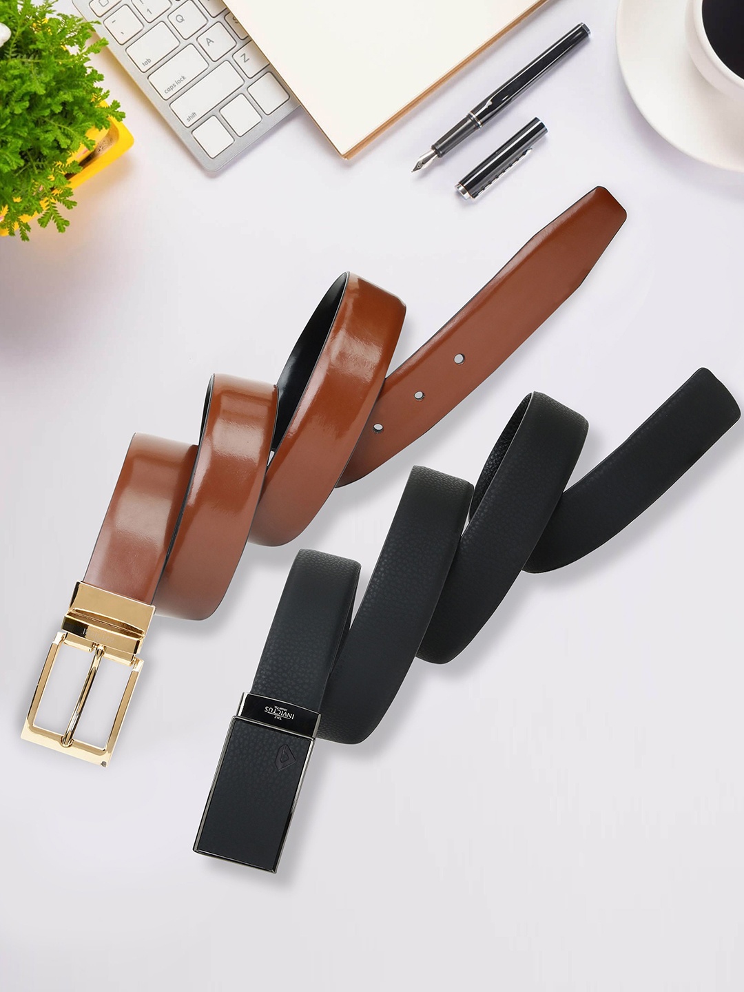 

INVICTUS Men Textured 2 Leather Formal Belt, Black