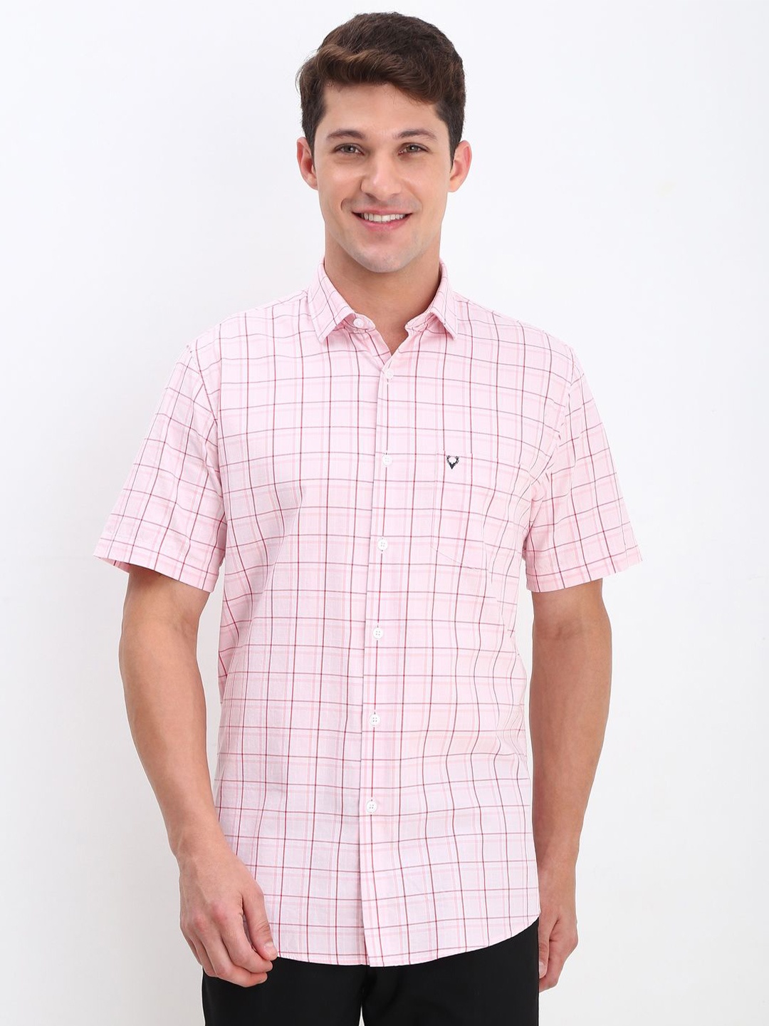 

Allen Solly Men Slim Fit Opaque Checked Casual Shirt, Pink