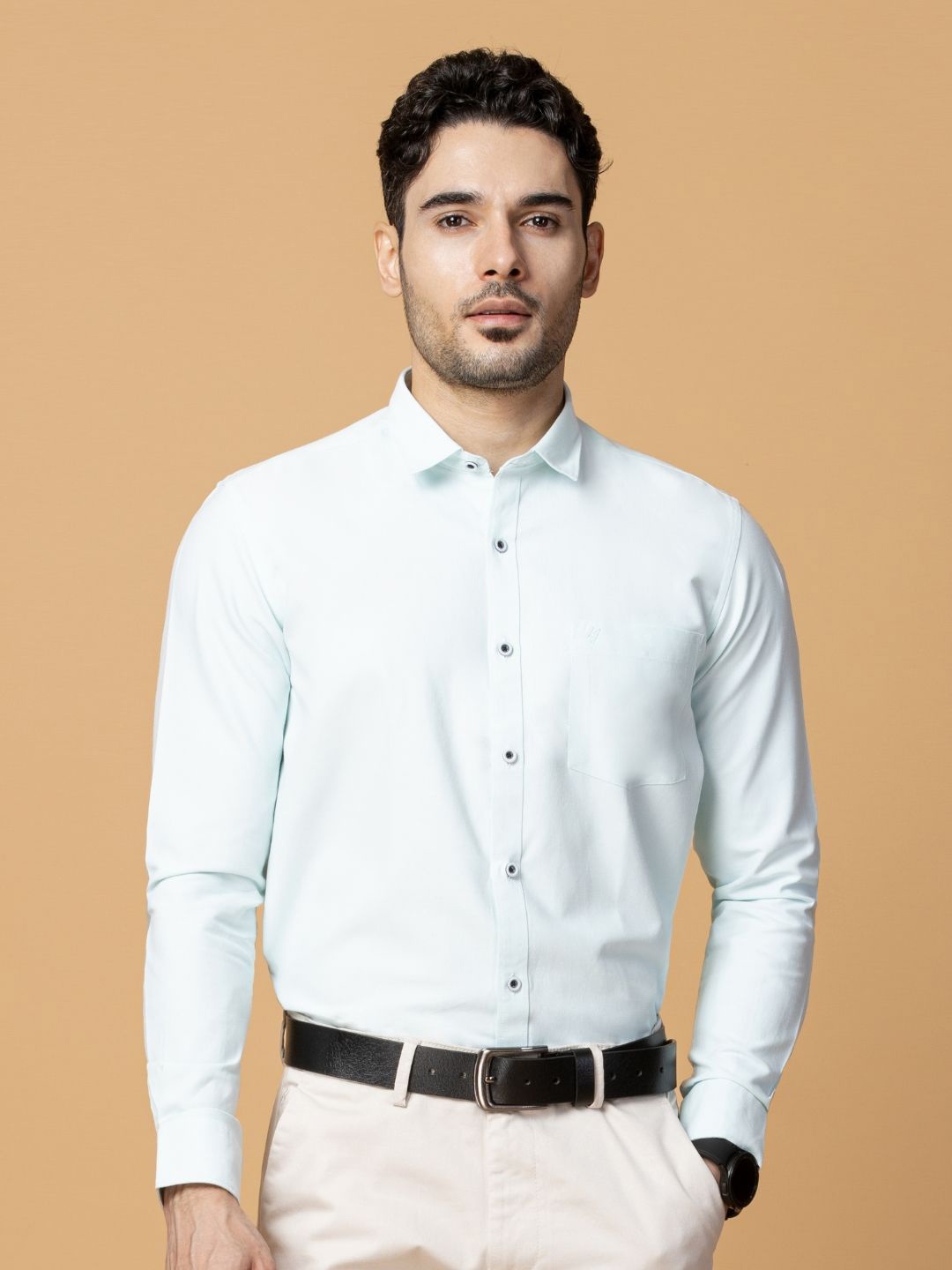 

Berkshire Men Comfort Slim Fit Opaque Striped Formal Shirt, Blue