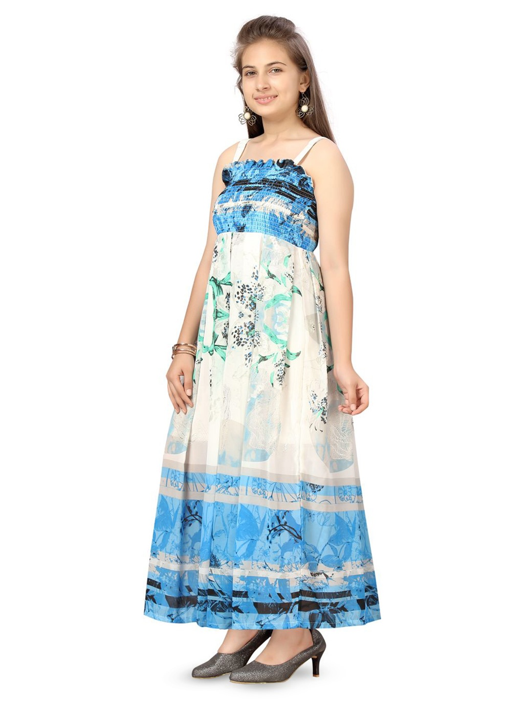 

BAESD Tie and Dye Print Georgette Maxi Dress, Blue