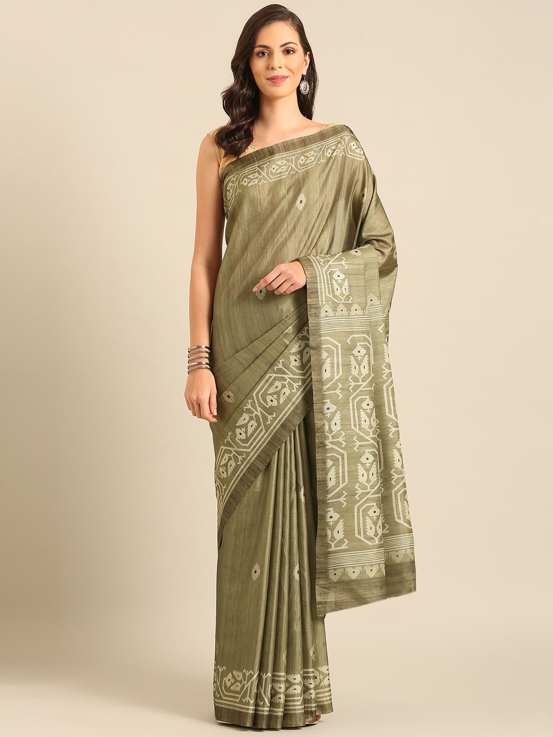 

Fashion Petals Ethnic Motifs Saree, Olive