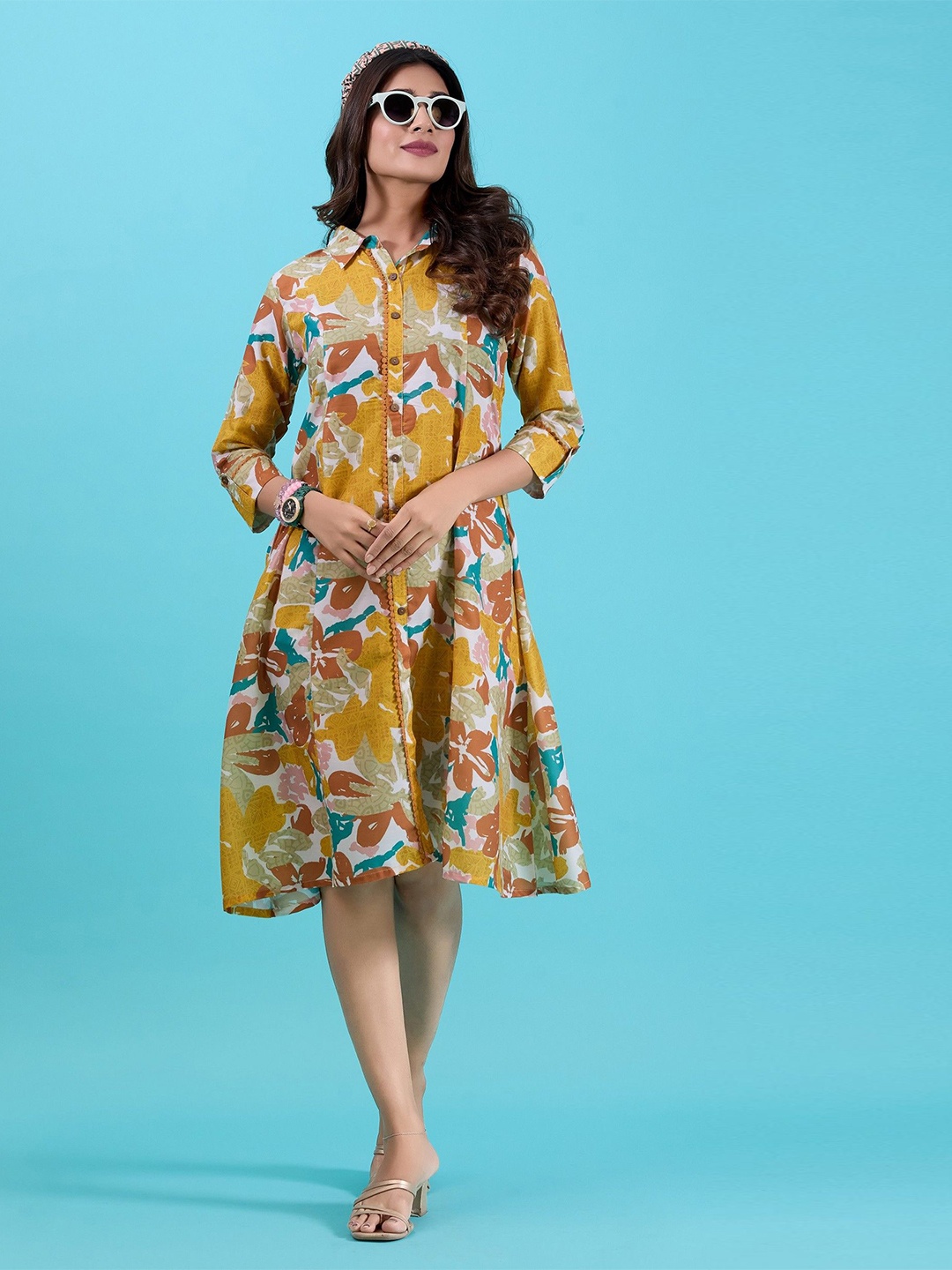 

Amarasha Floral Print A-Line Dress, Multi