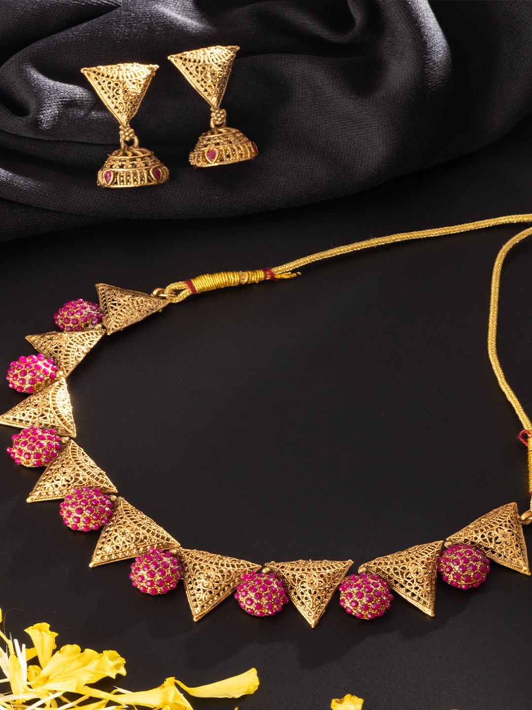 

Niscka Gold Plated AD Studded Choker Necklace Set
