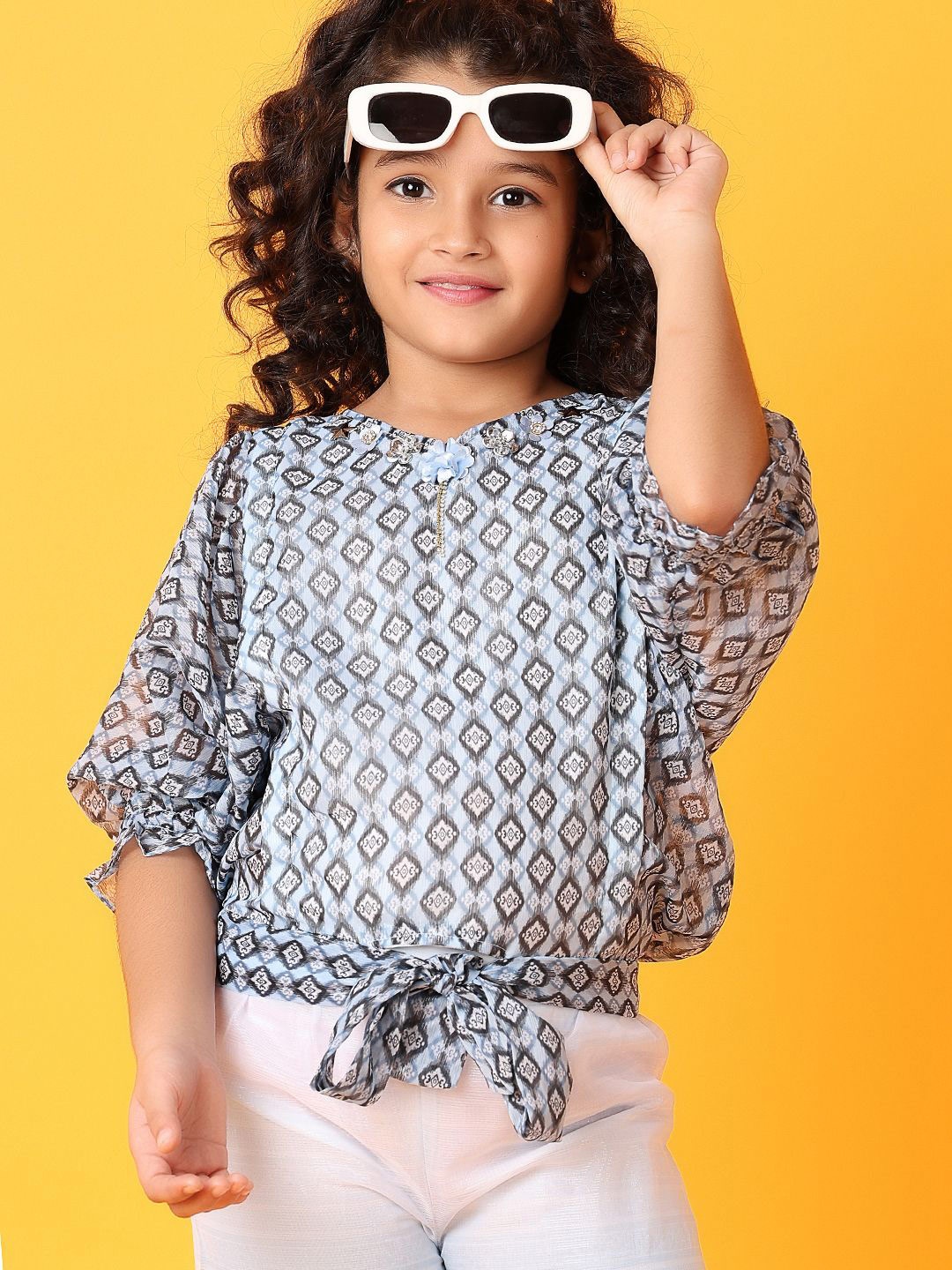 

V-Mart Girls Printed Tunic with Leggings, Blue