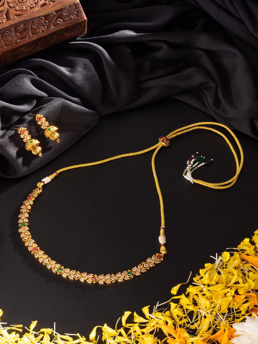 

Niscka Gold-Plated AD Studded Jewellery Set
