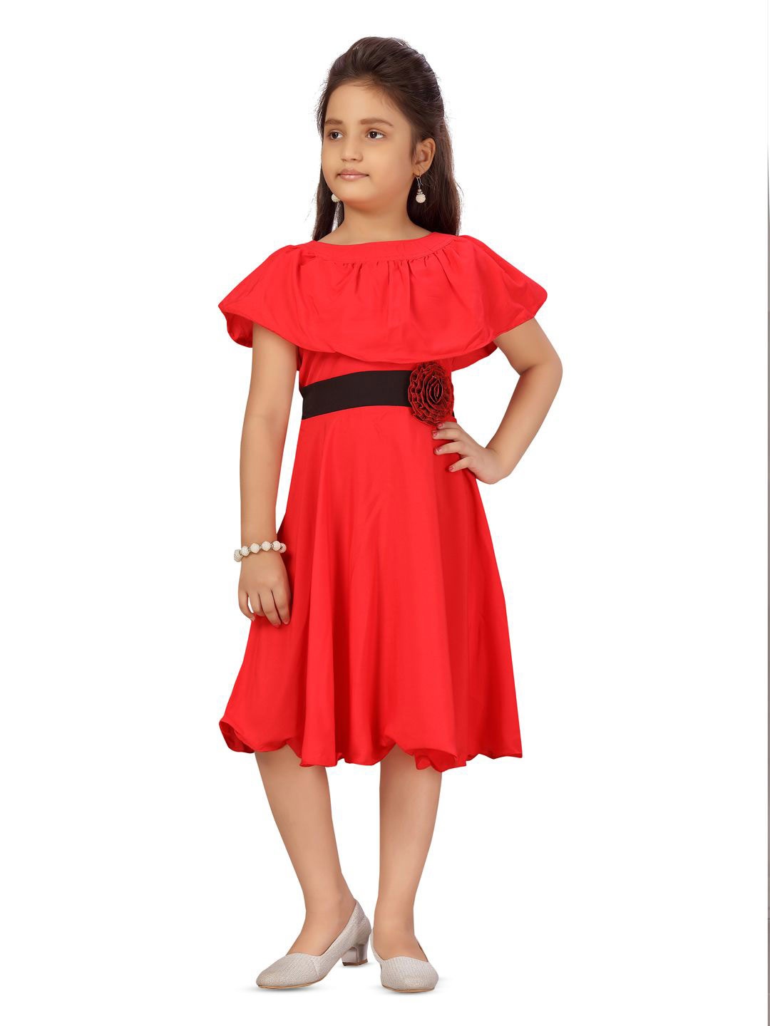 

BAESD Cape Sleeve Fit & Flare Dress, Red