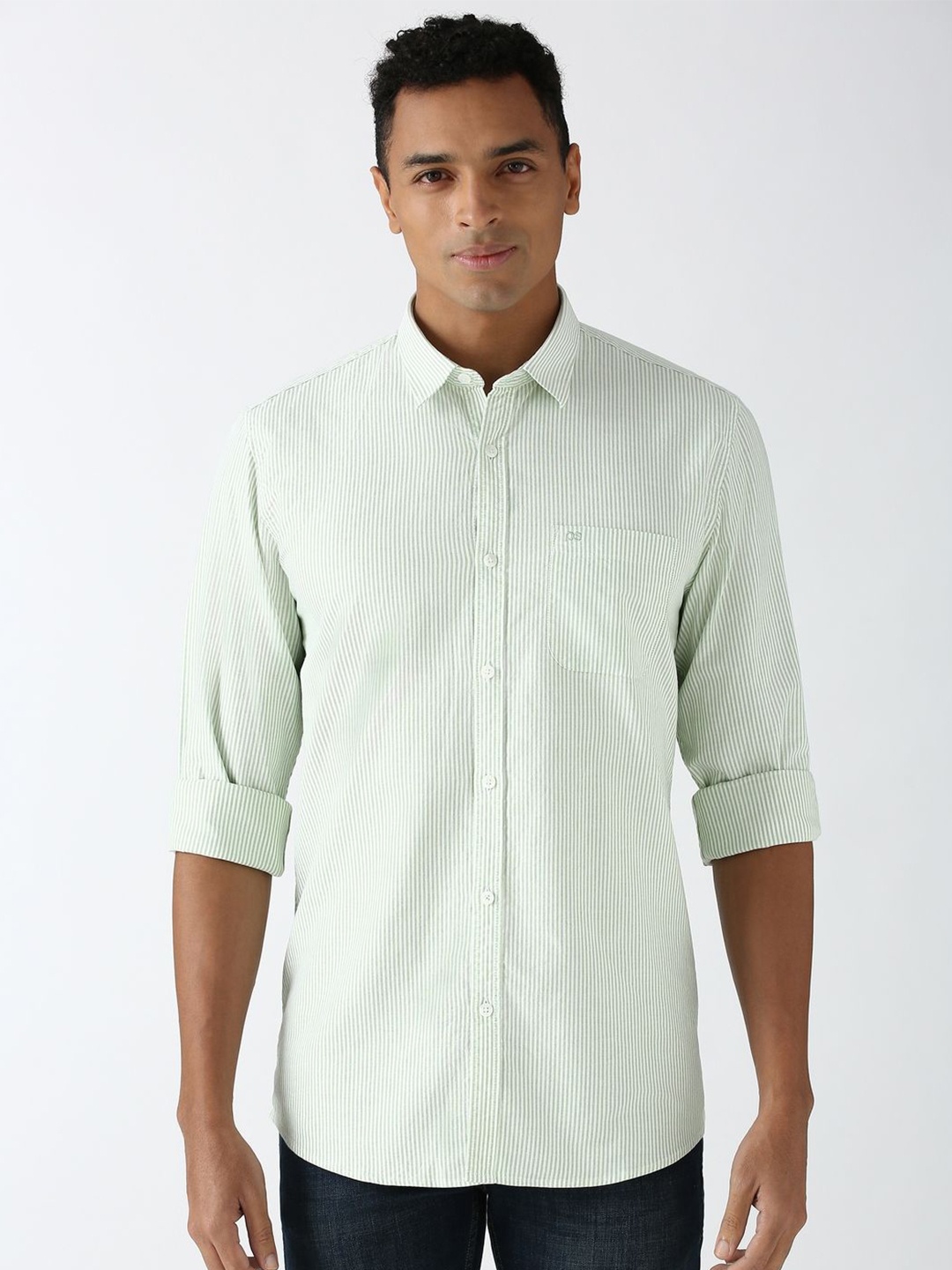 

Peter England Men Slim Fit Opaque Casual Shirt, Green