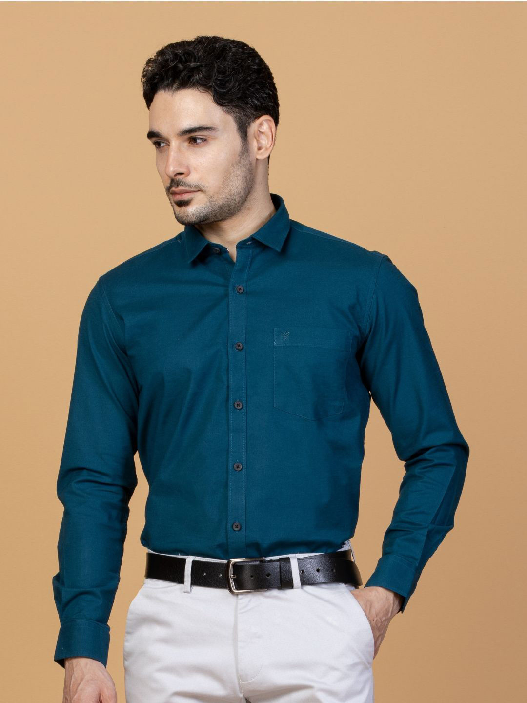 

Berkshire Men Comfort Slim Fit Opaque Formal Shirt, Green