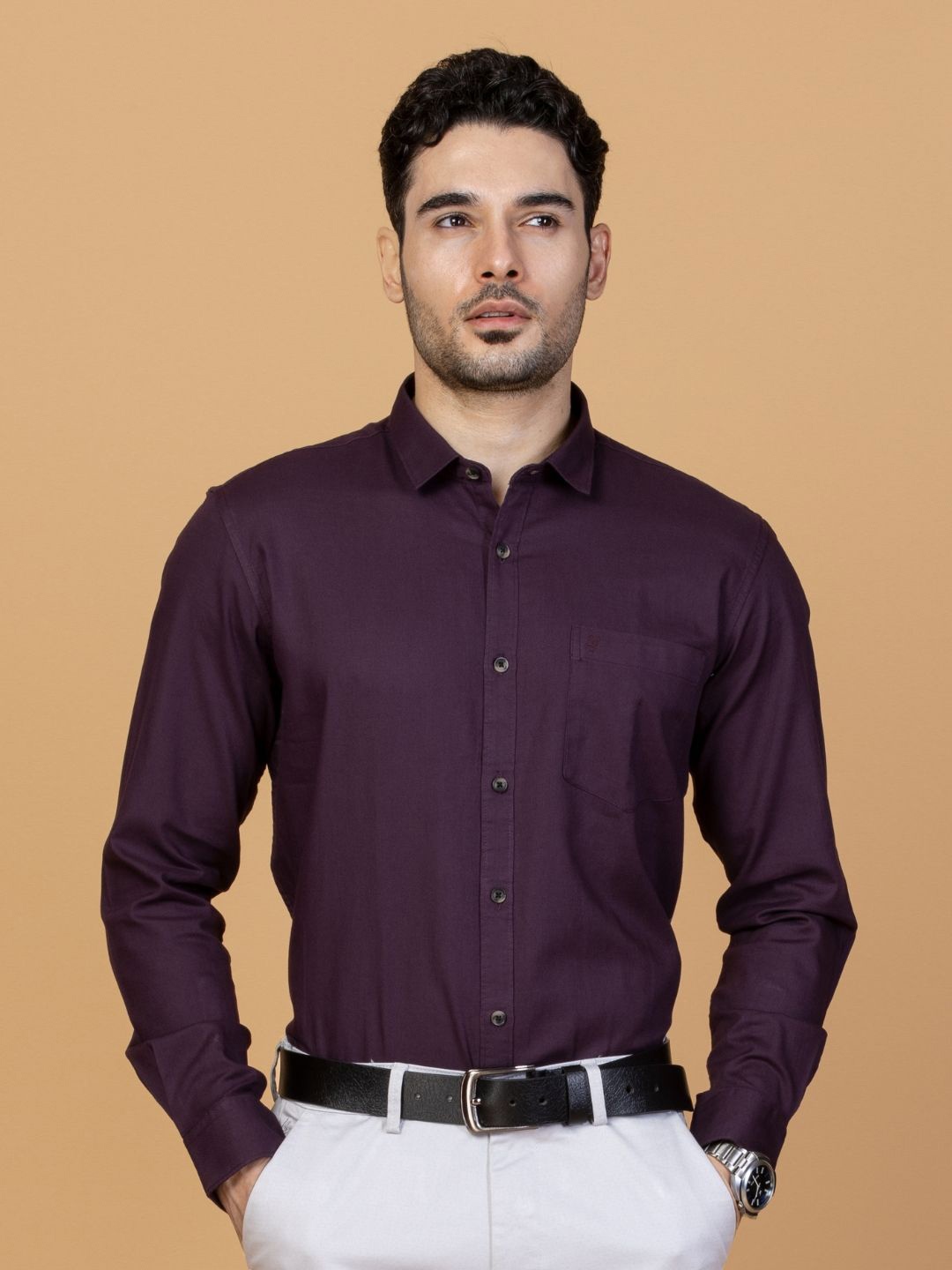 

Berkshire Men Comfort Slim Fit Opaque Formal Shirt, Magenta