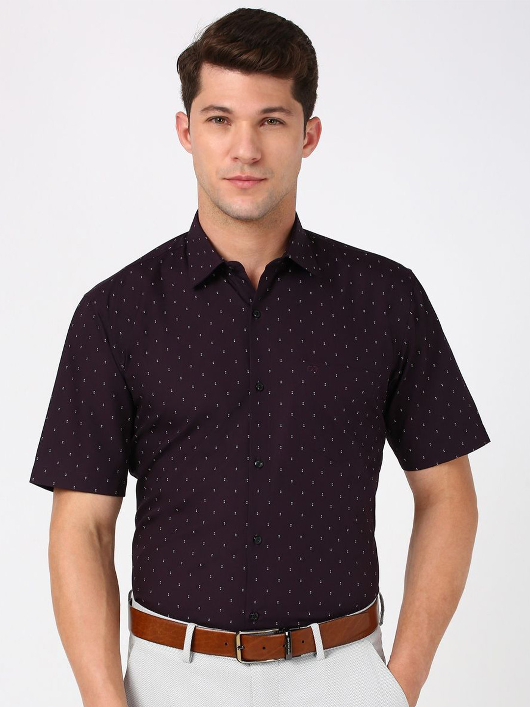 

Peter England Men Opaque Printed Formal Shirt, Purple