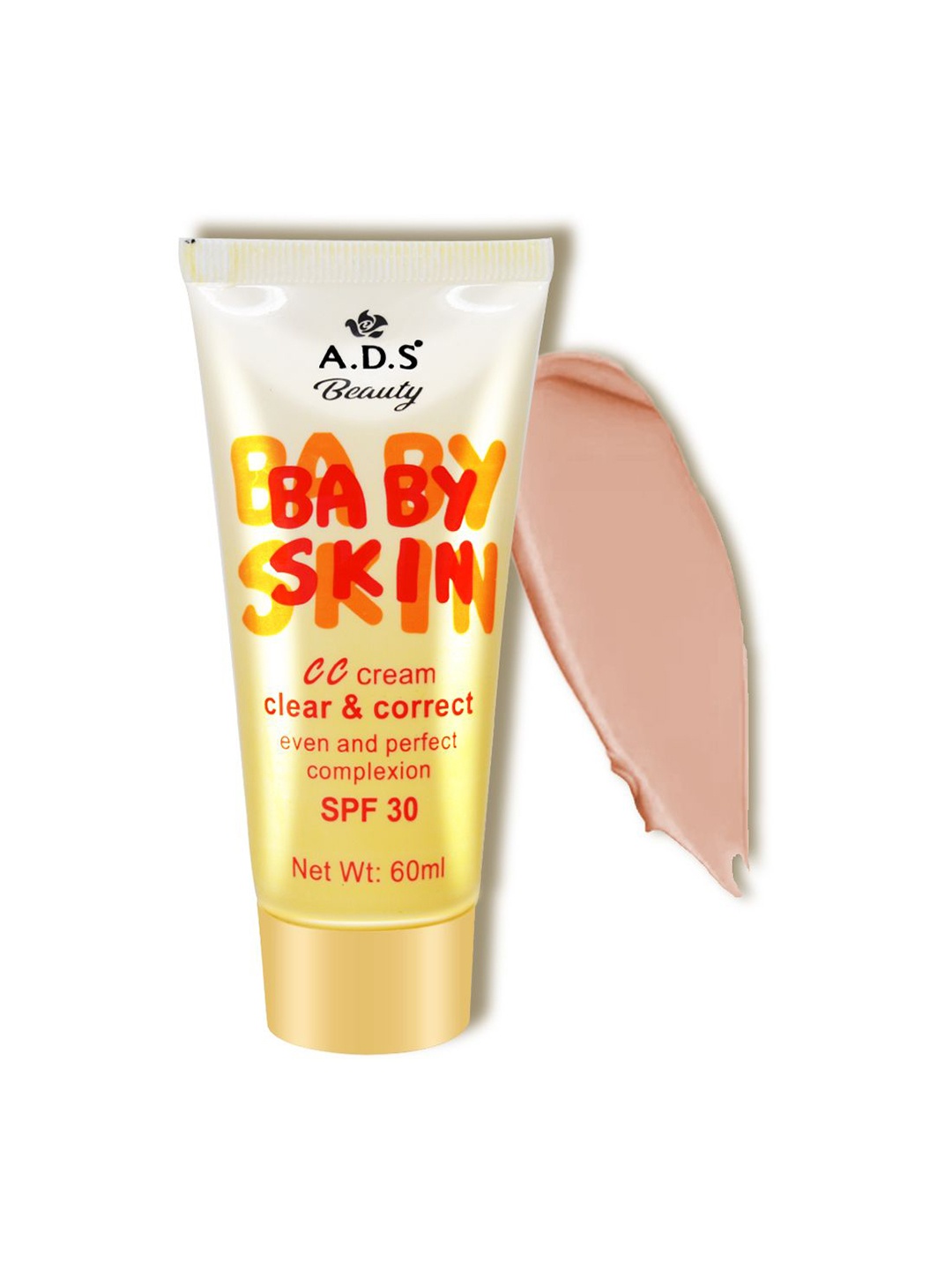 

A.D.S Baby Skin Clear & Correct Moisturising SPF 30 CC Cream Foundation 60 ml Shade-02, Beige