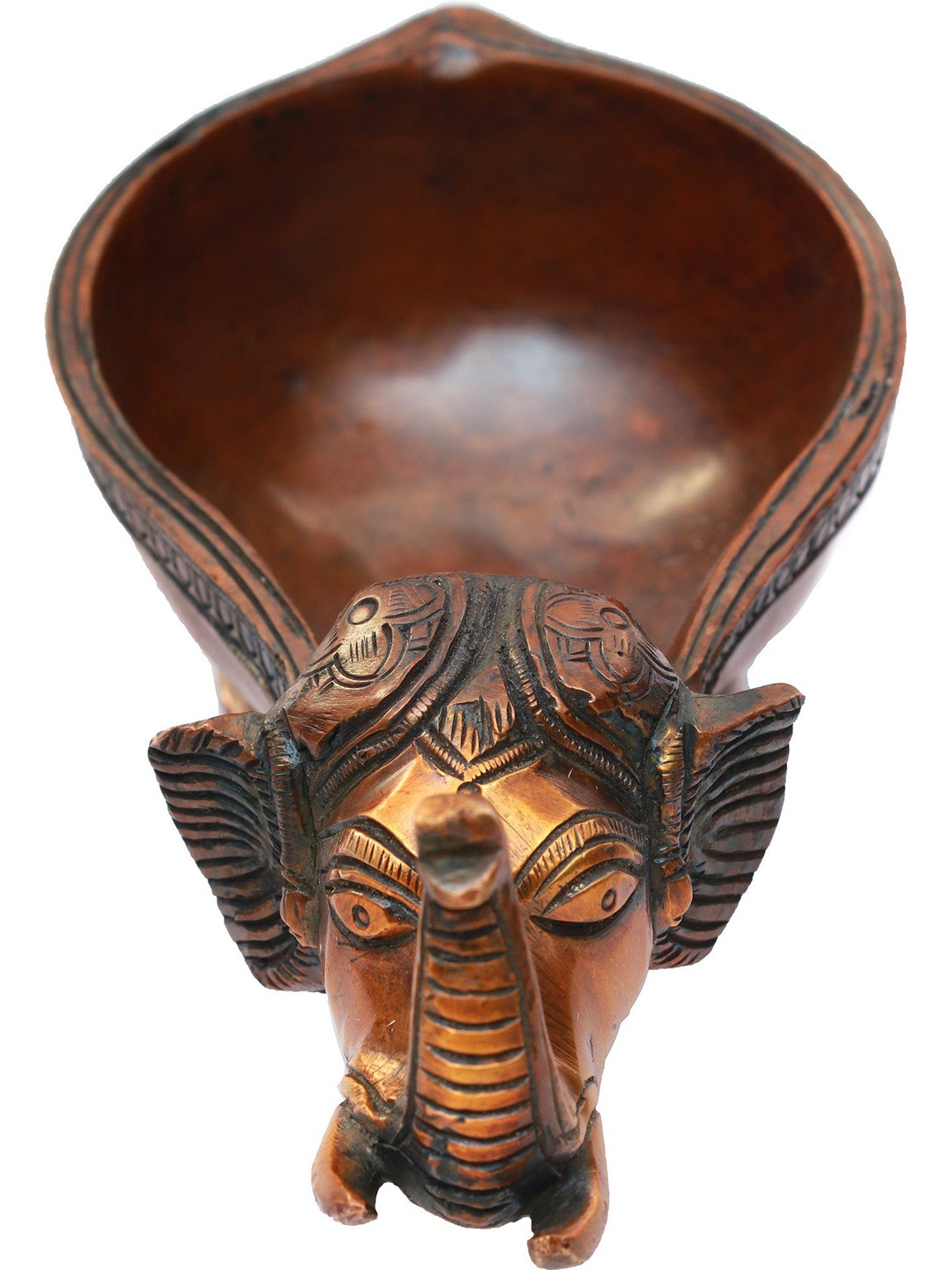 

Exotic India 3" Brass Elephant Head Lamp, Brown