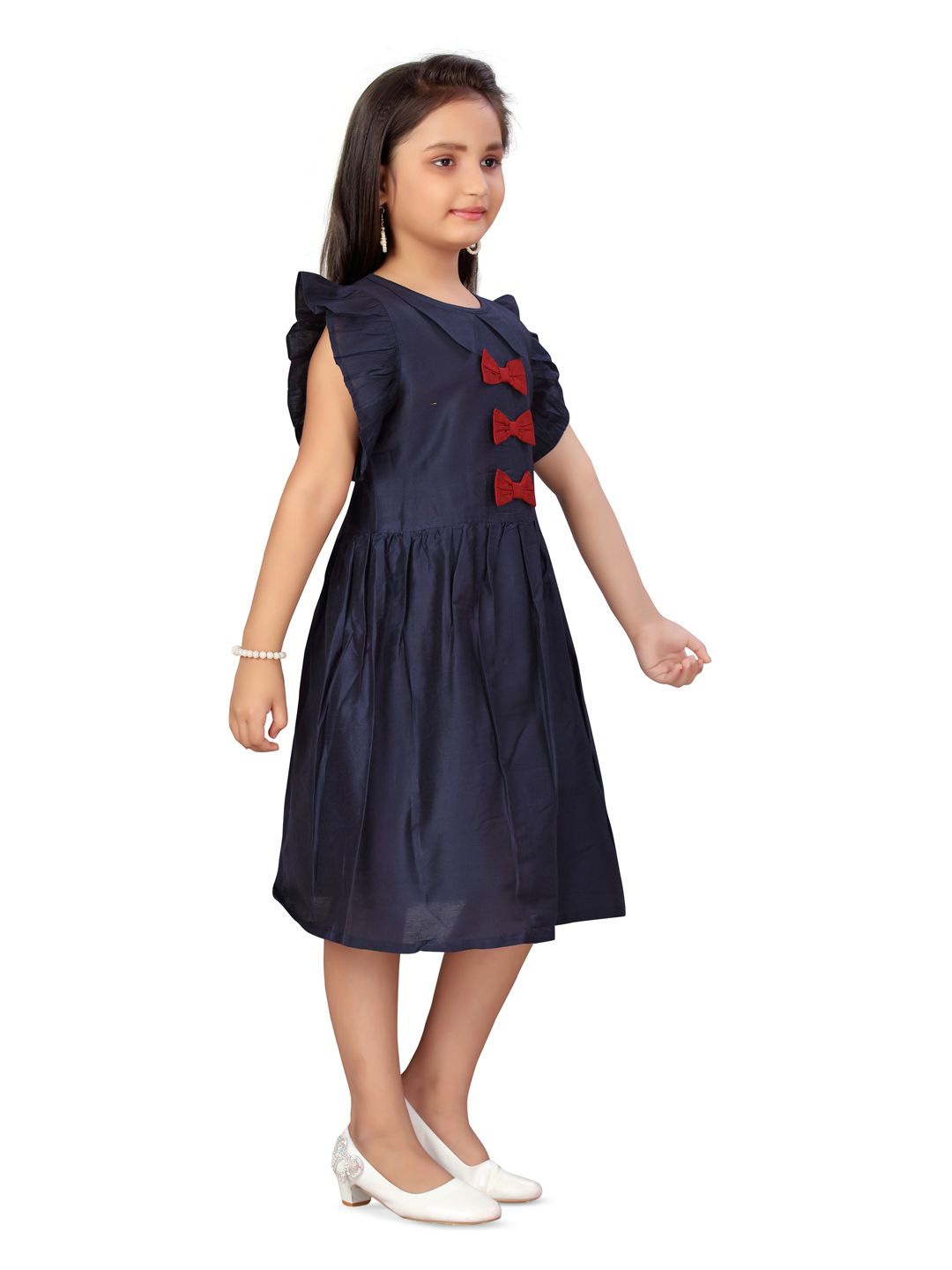 

BAESD Flutter Sleeve Fit & Flare Dress, Navy blue