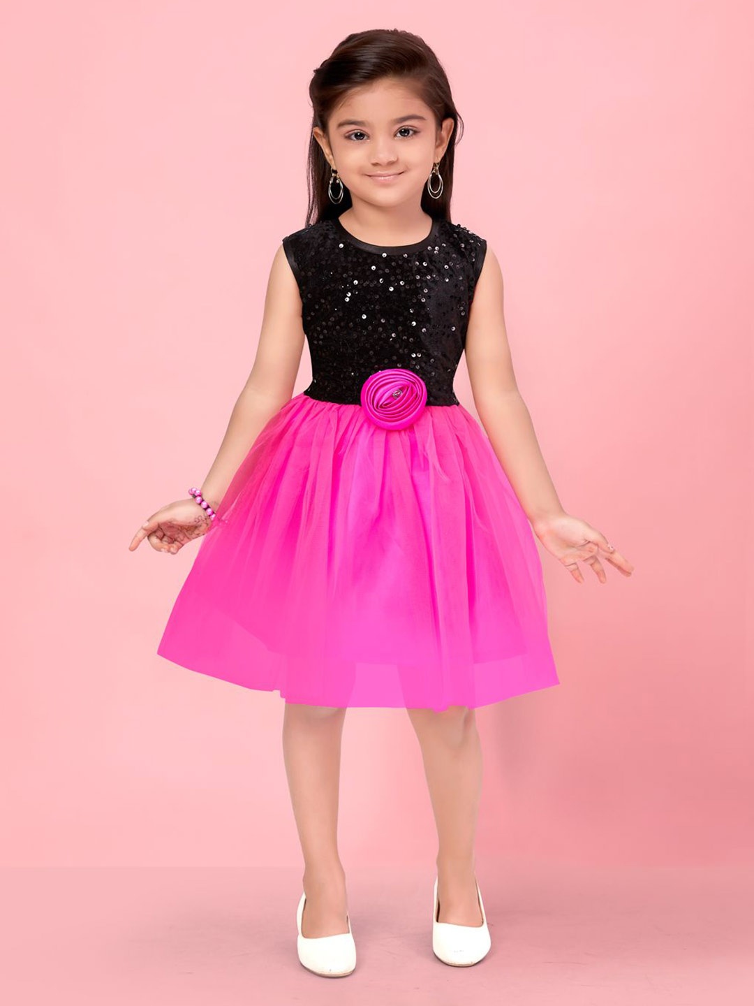 

BAESD Embellished Velvet Fit & Flare Dress, Pink
