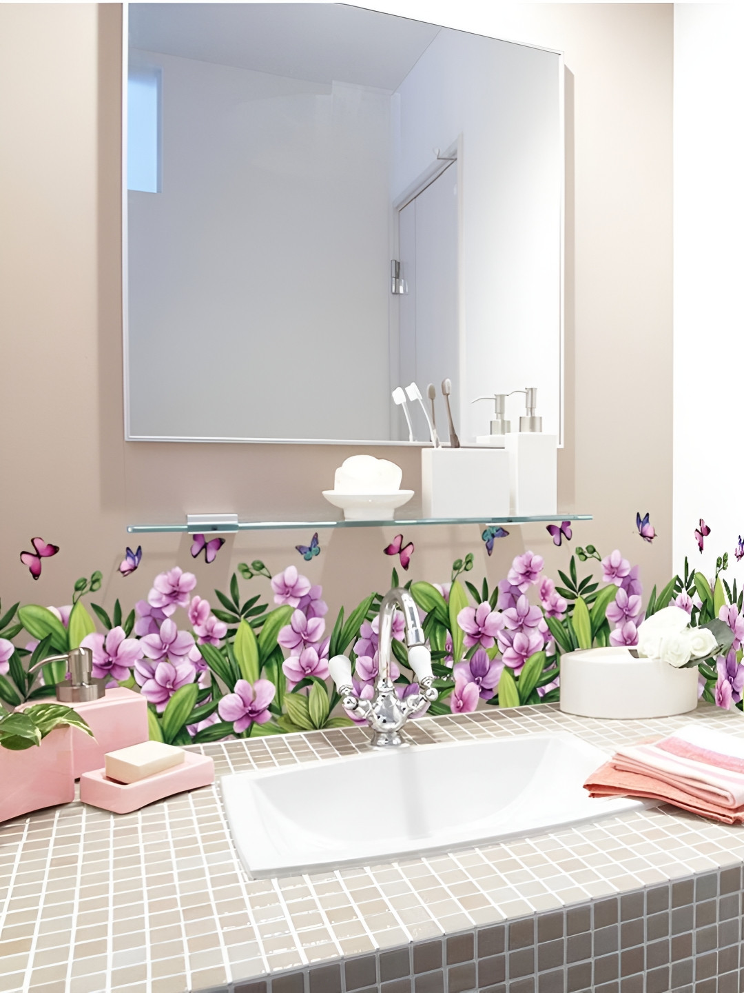 

Jaamso Royals Pink & Green 3D Printed Self Adhesive Wall Sticker