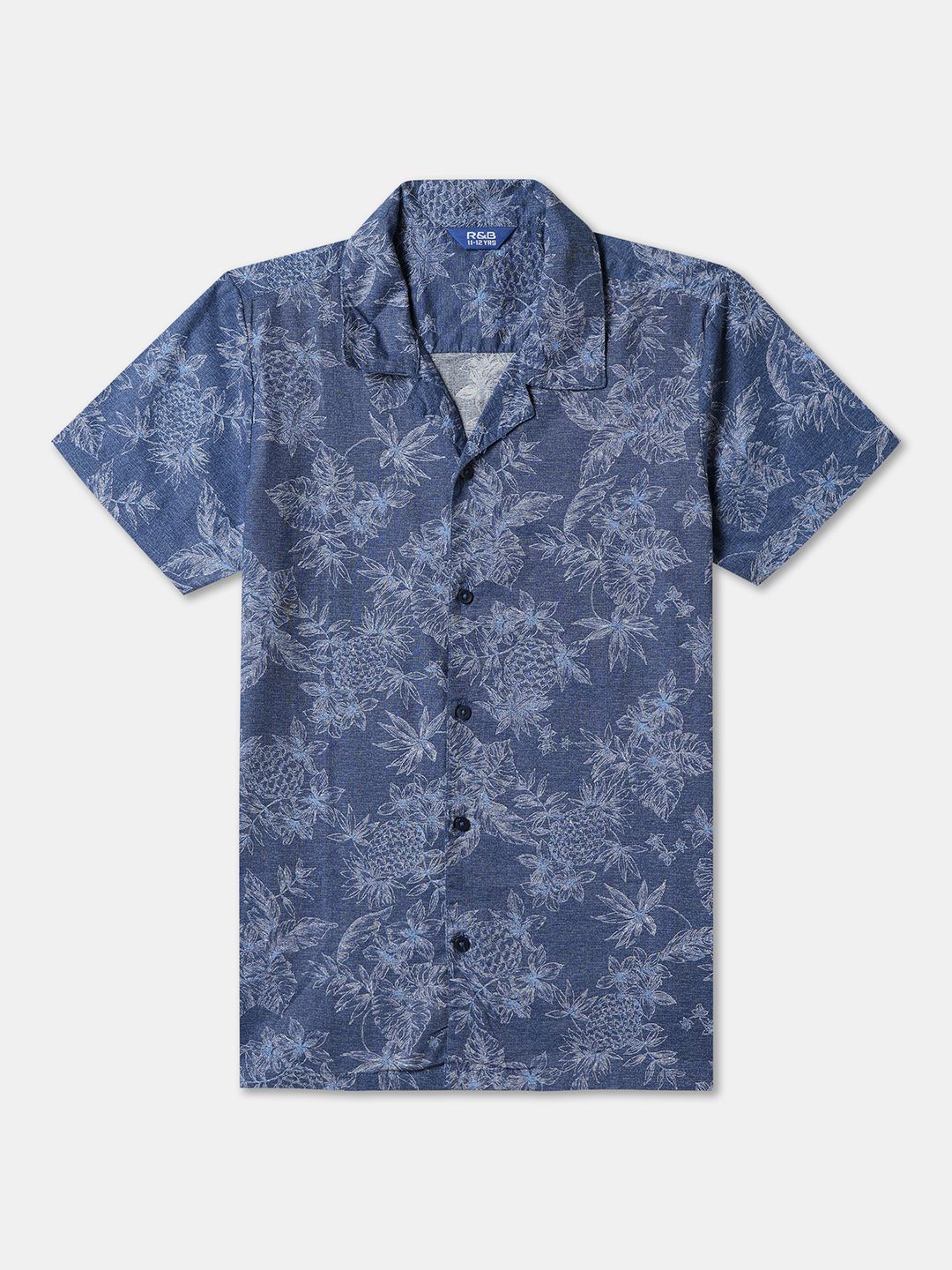 

R&B Girls Floral Opaque Printed Casual Shirt, Blue