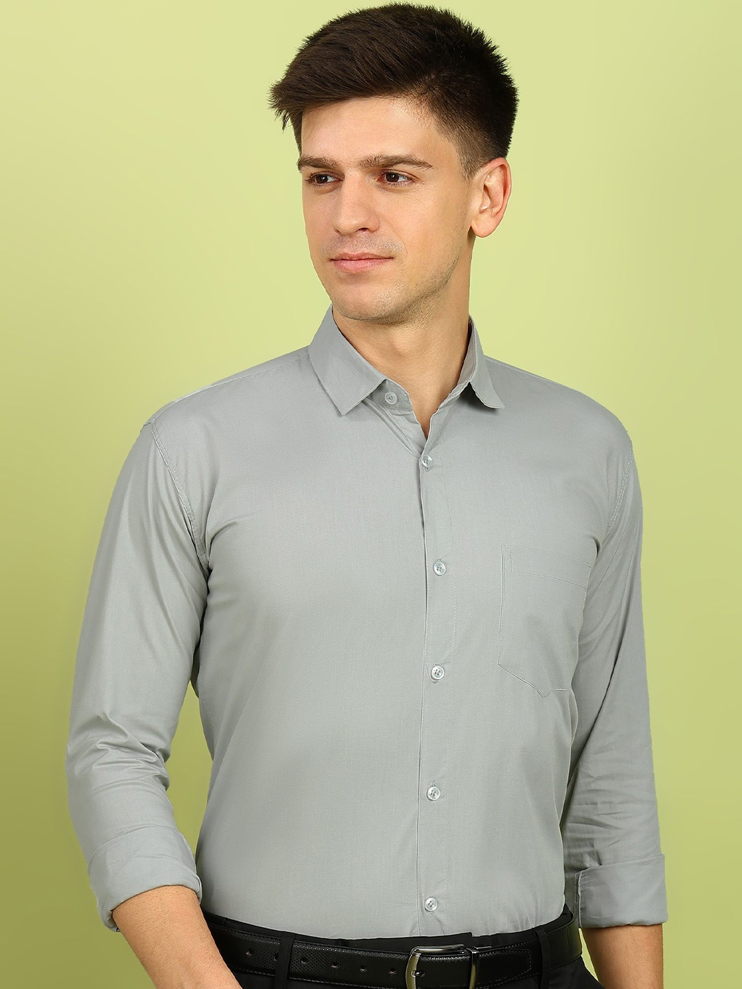 

FUBAR Men Slim Fit Opaque Formal Shirt, Grey