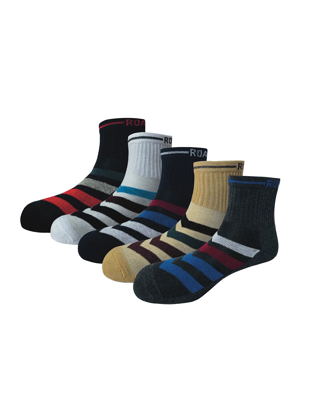 

The Roadster Lifestyle Co Pack Of 5 Striped Ankle Length Socks, White