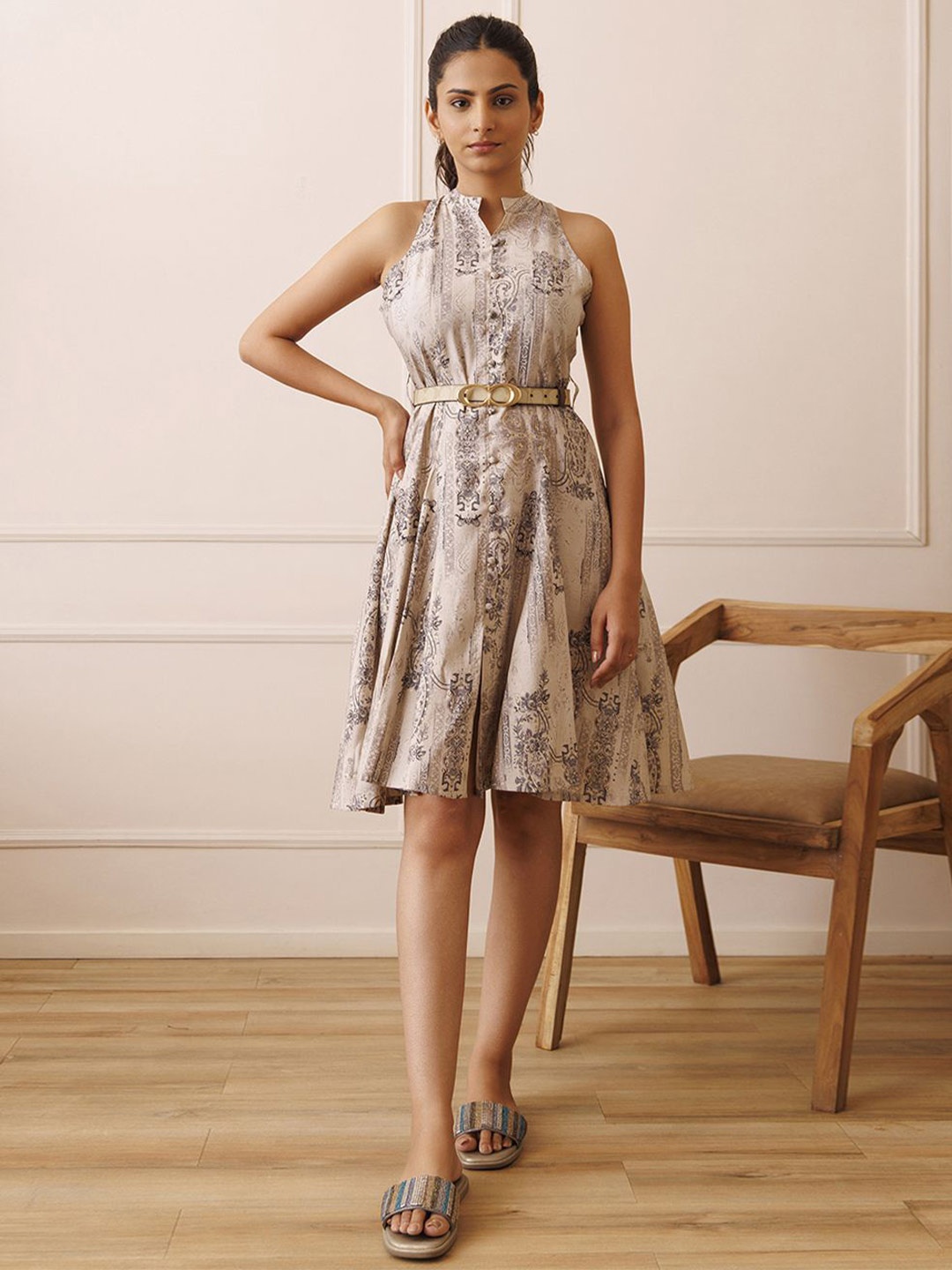

Ragavi Floral Print A-Line Dress, Blue