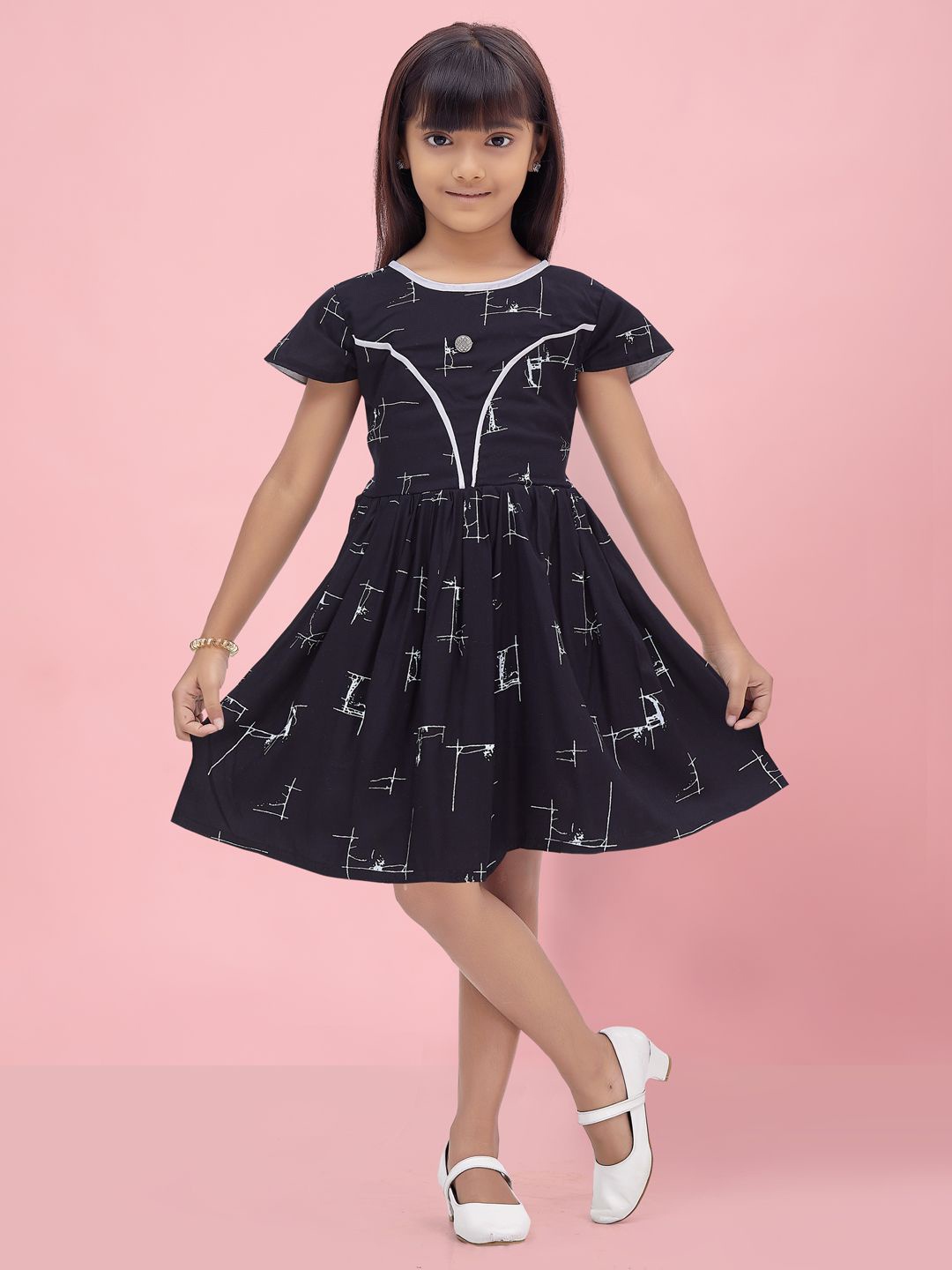 

BAESD Print Fit & Flare Dress, Black