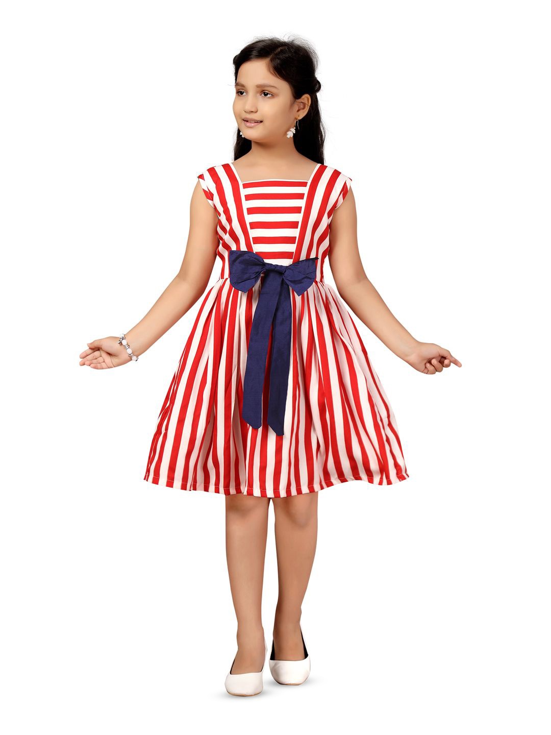 

BAESD Striped Fit & Flare Dress, Red