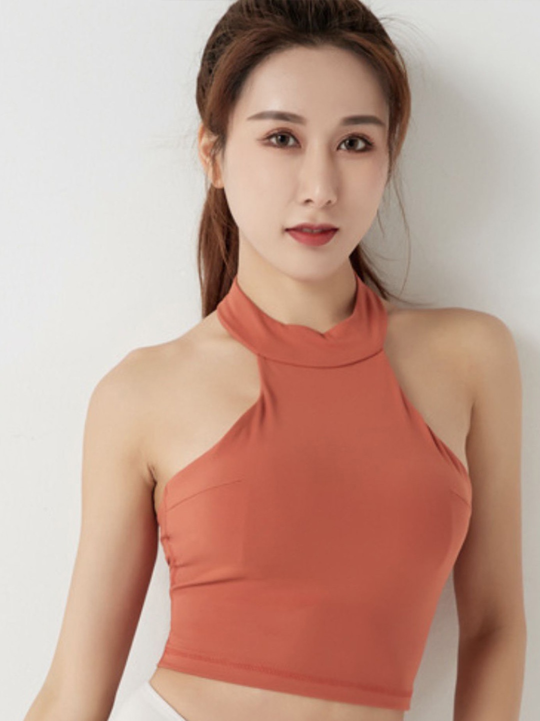 

LULU & SKY Halter Neck Crop Top, Orange