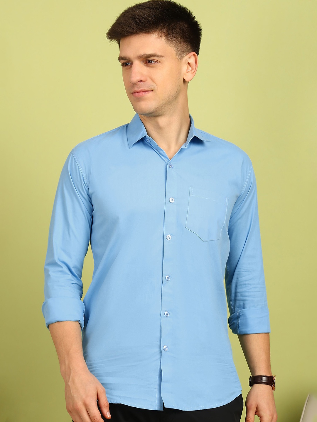 

FUBAR Men Slim Fit Opaque Casual Shirt, Blue