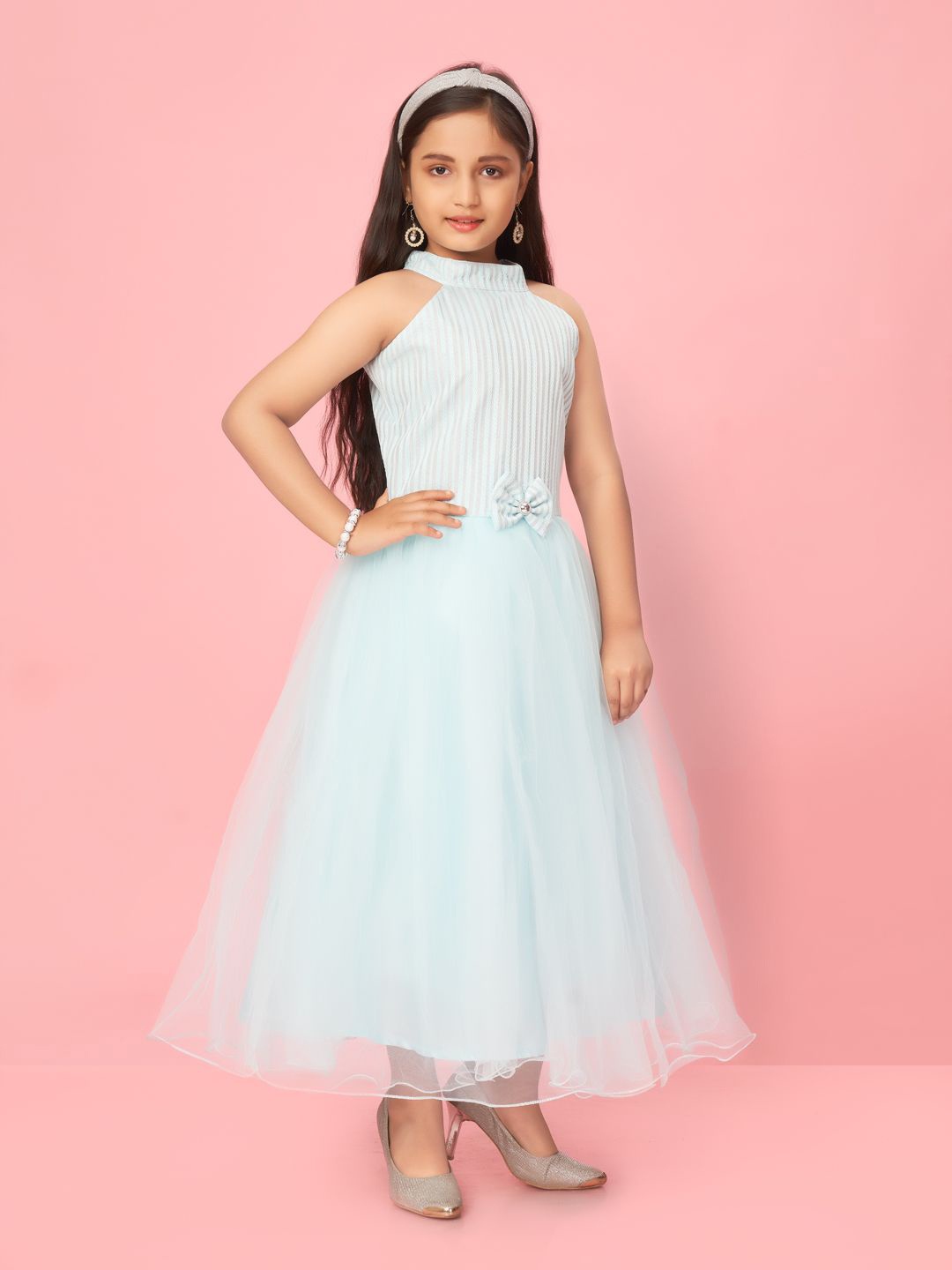 

BAESD Net Fit & Flare Maxi Dress, Turquoise blue