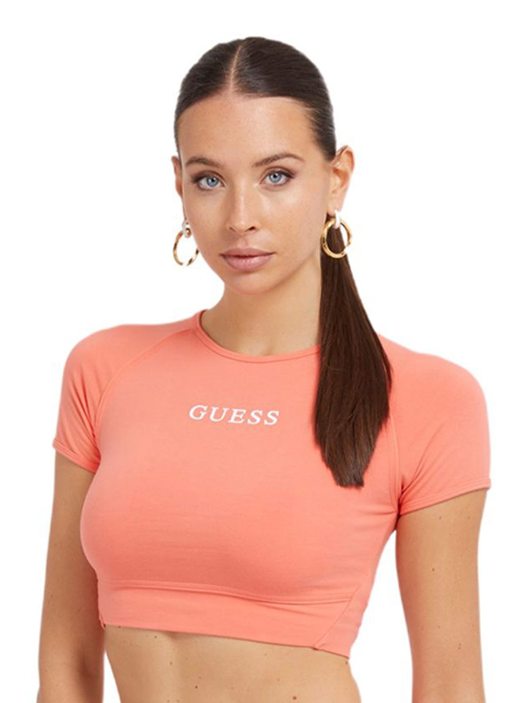 

GUESS Cotton Crop Top, Peach