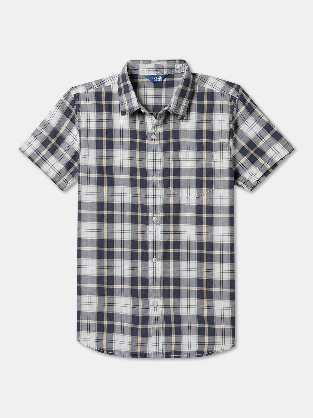 

R&B Girls Tartan Checks Opaque Checked Casual Shirt, Navy blue