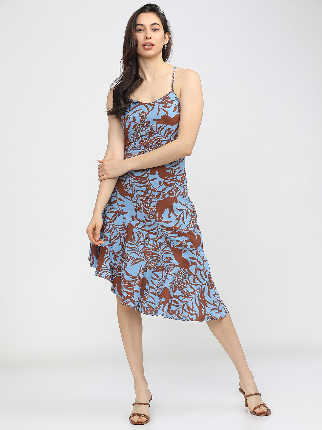 

Tokyo Talkies Floral Printed A-Line Midi Dress, Blue