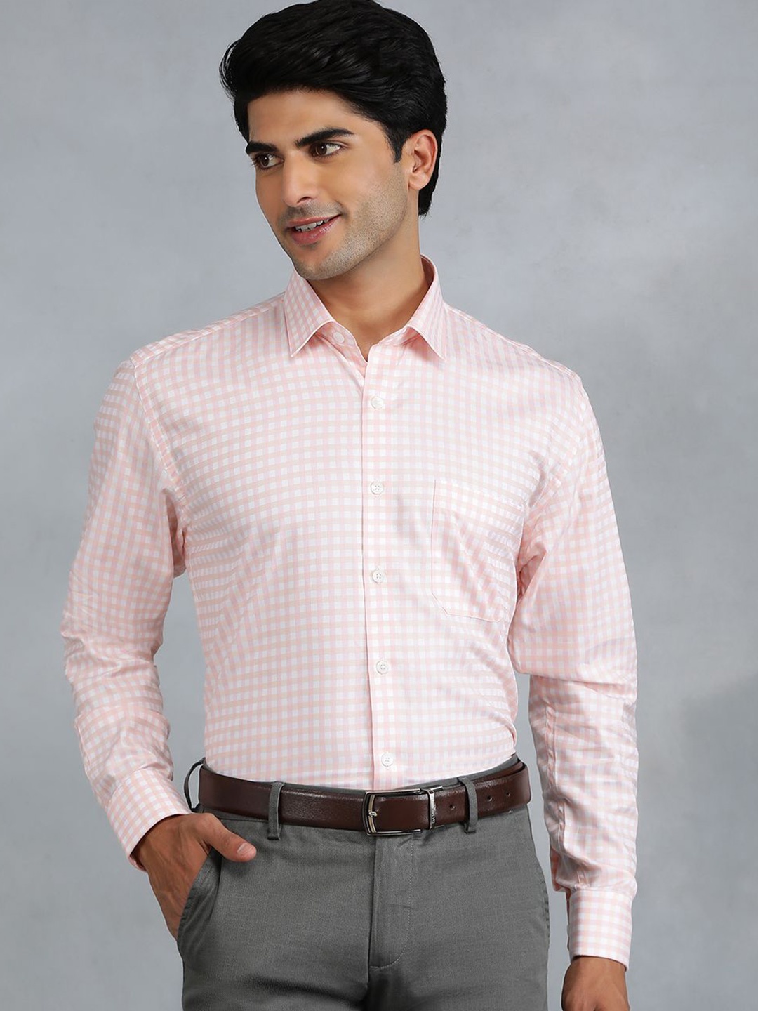 

JADE BLUE Men Grid Tattersall Checks Opaque Checked Casual Shirt, Pink