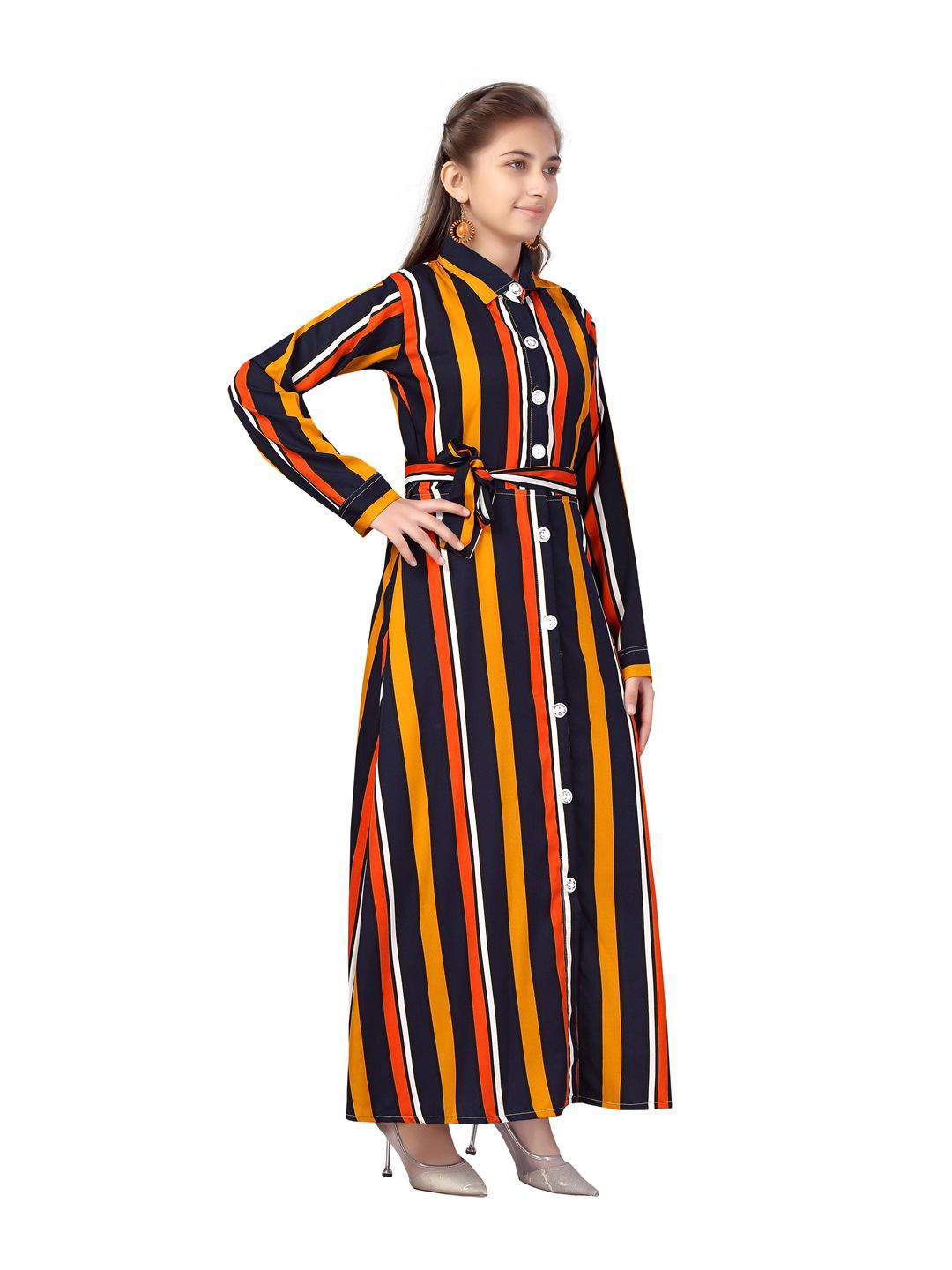 

BAESD Striped Shirt Maxi Dress, Yellow