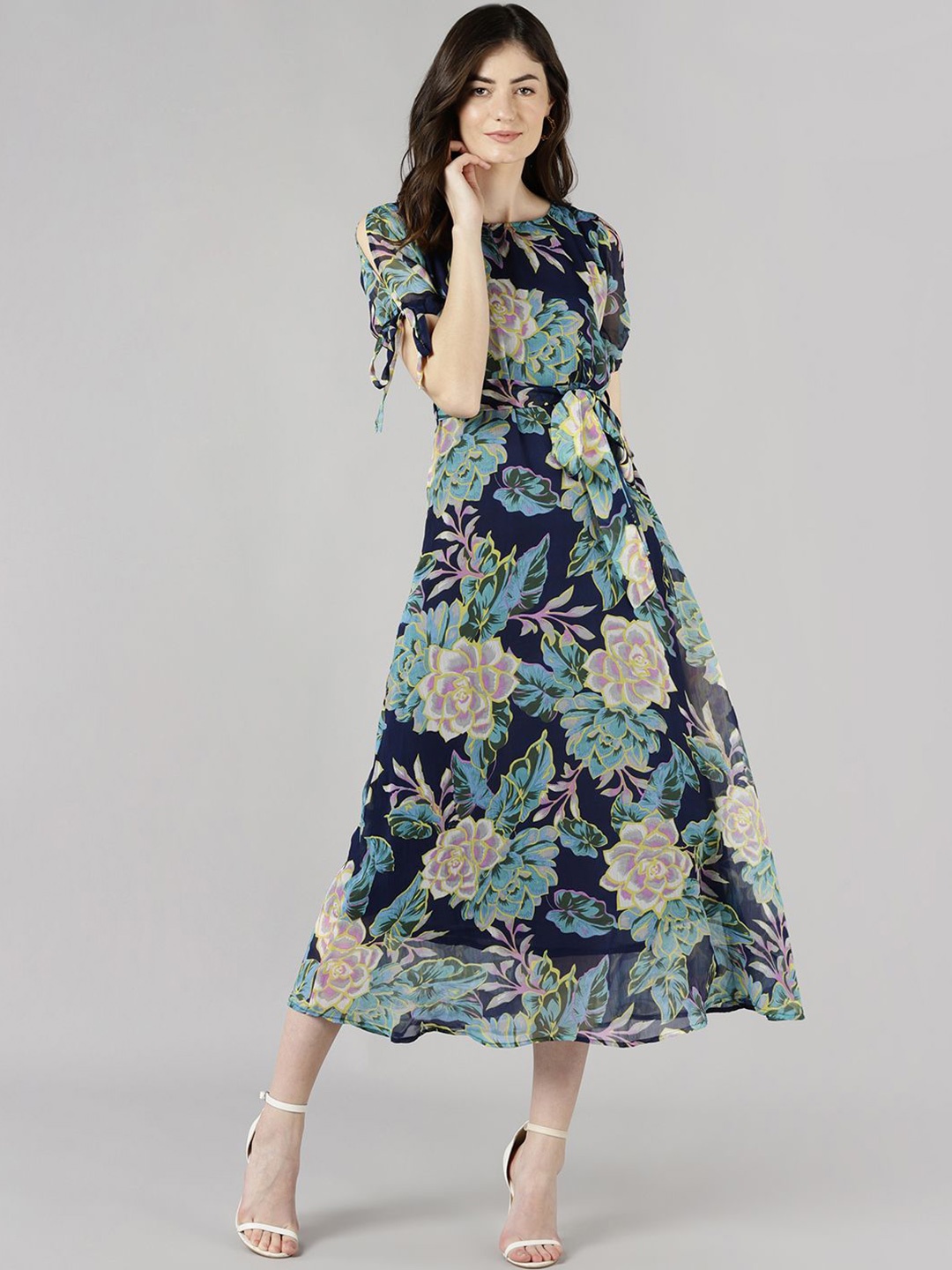 

Murcia Floral Print Chiffon Fit & Flare Midi Dress, Multi