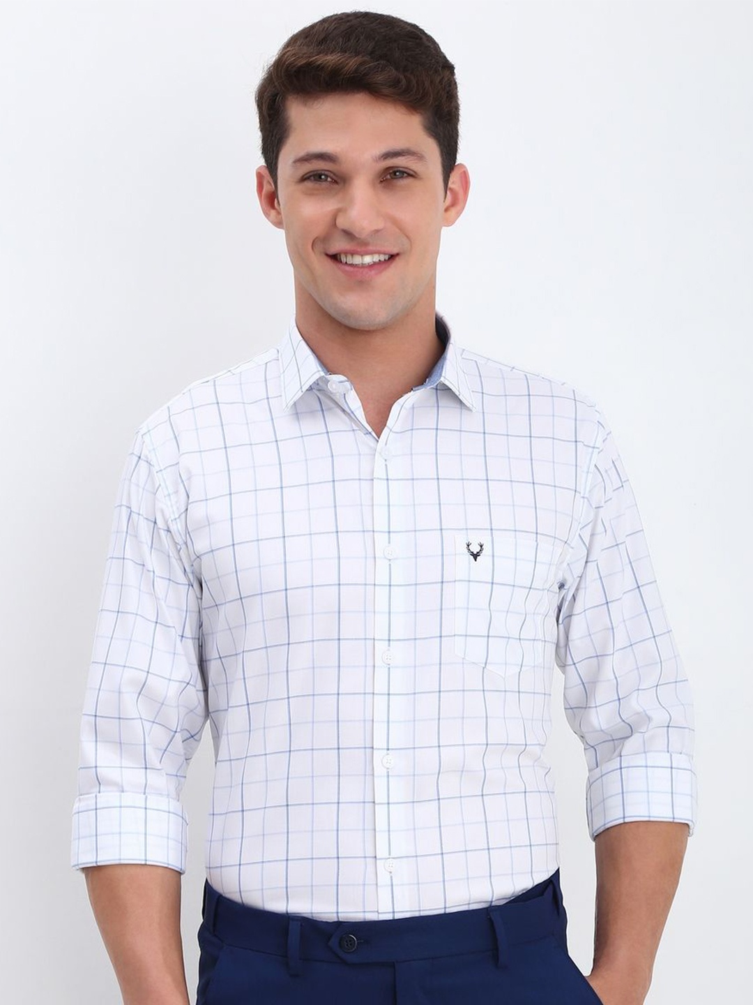 

Allen Solly Men Slim Fit Opaque Checked Formal Shirt, White