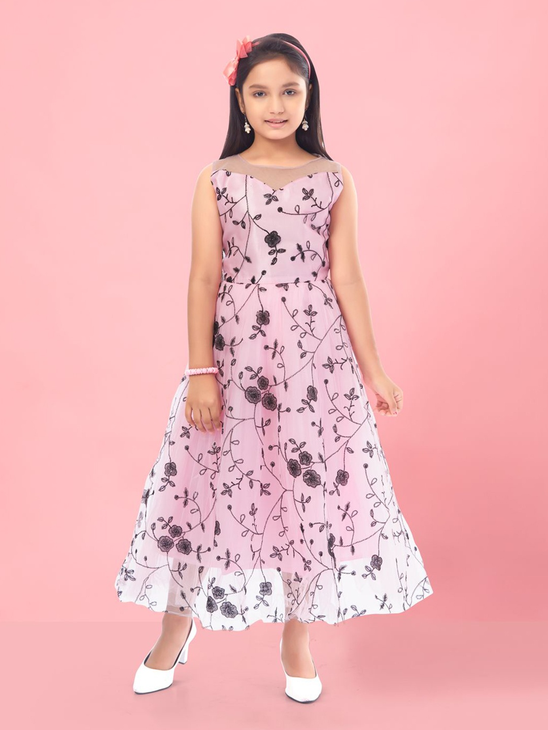

BAESD Floral Print Net Sheath Dress, Pink