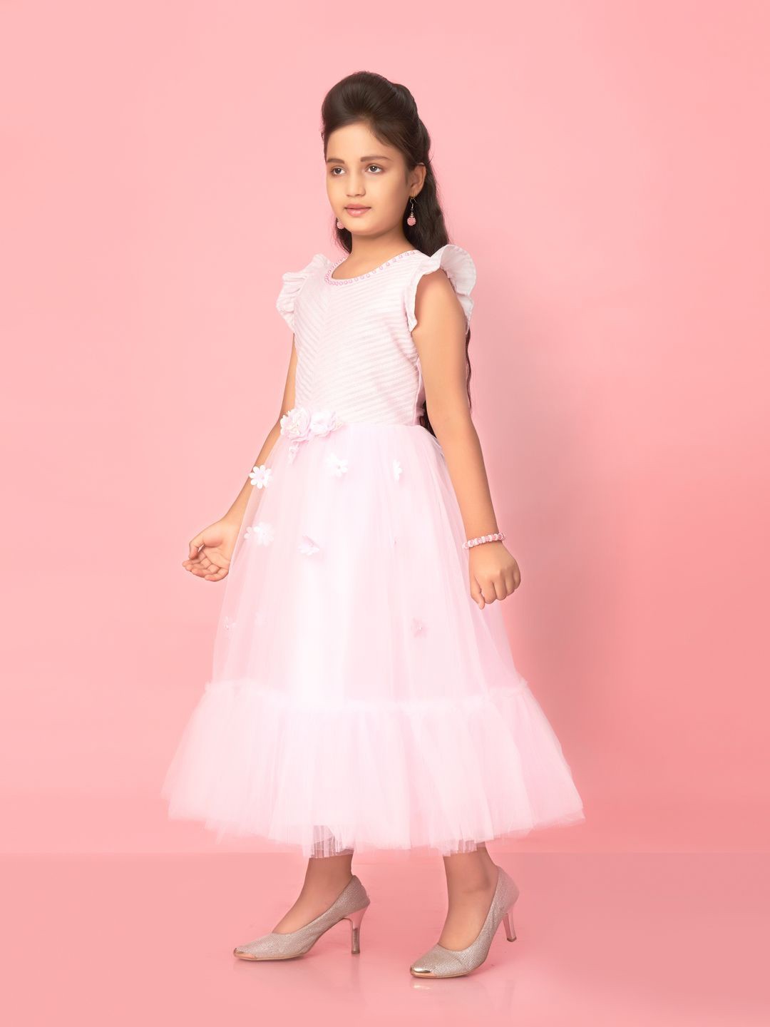 

BAESD Net Fit & Flare Maxi Dress, Pink