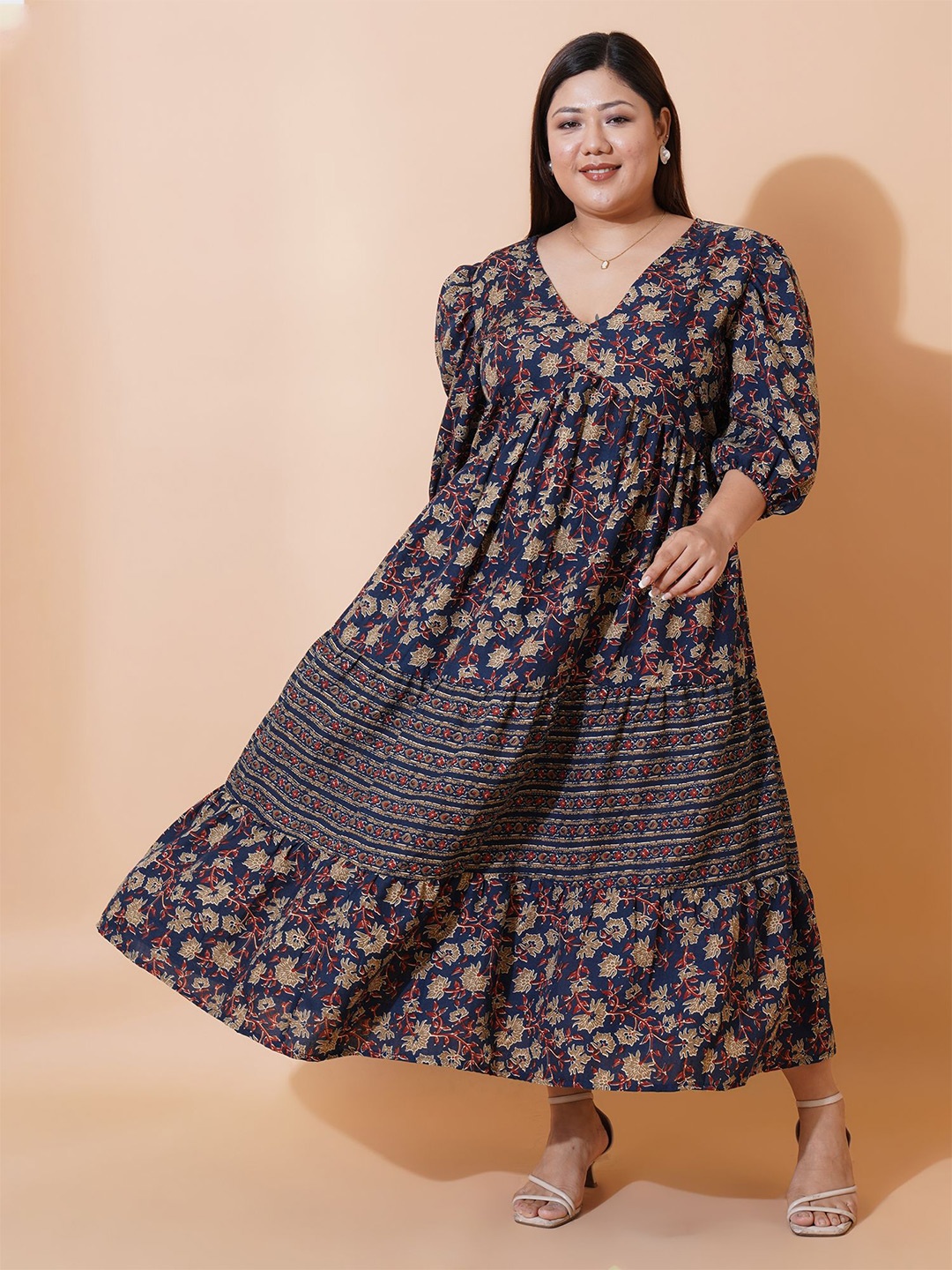

U&F Beyond Floral Print A-Line Maxi Dress, Brown