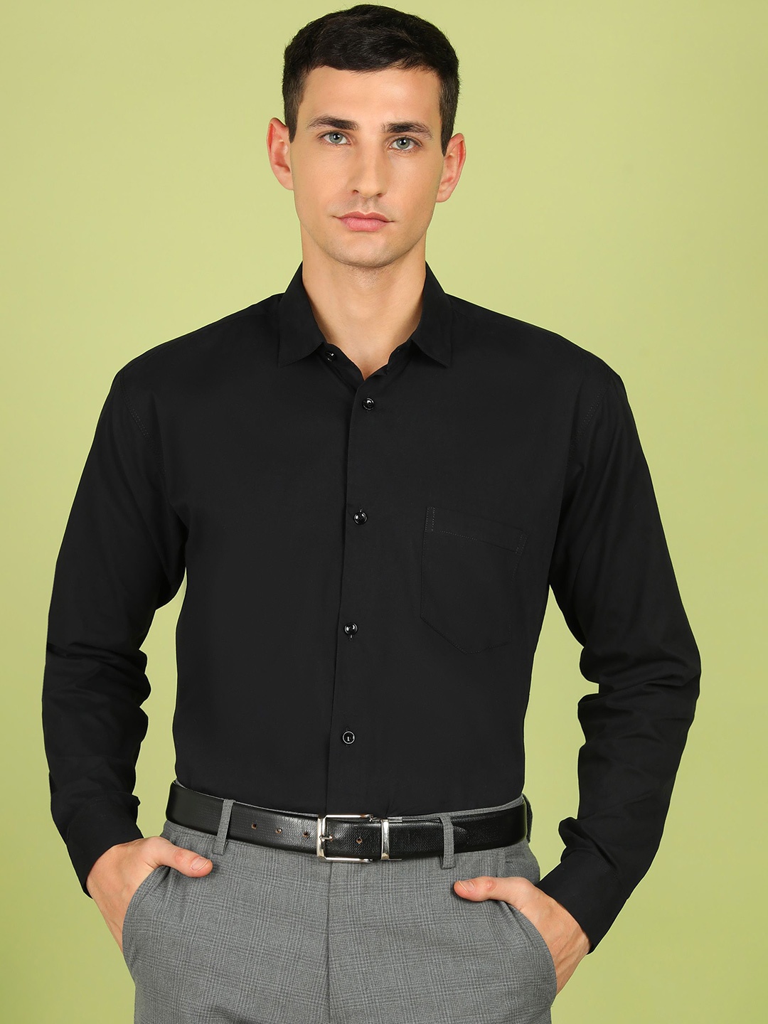 

FUBAR Men Slim Fit Opaque Formal Shirt, Black