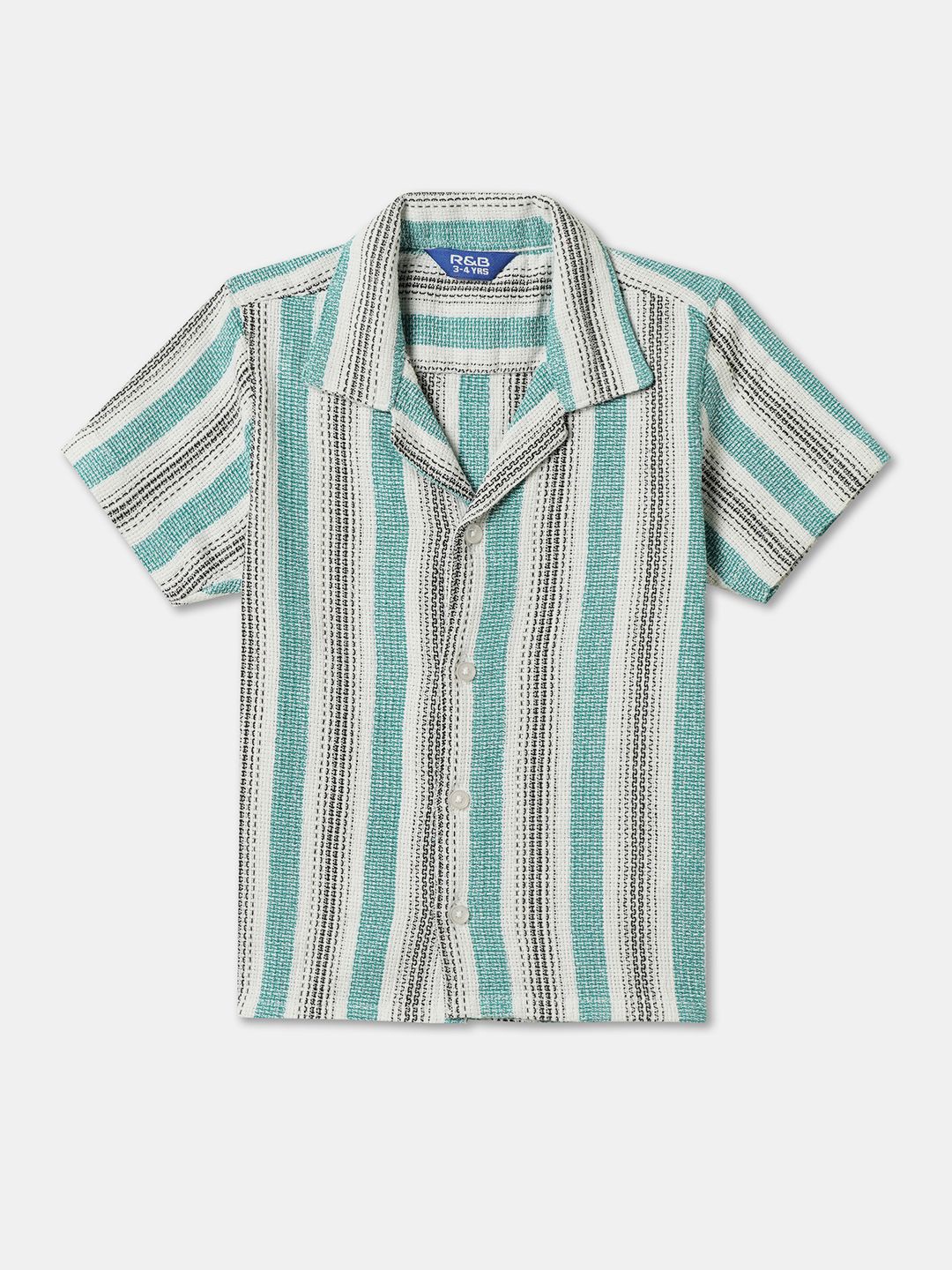 

R&B Girls Multi Stripes Opaque Striped Casual Shirt, Green